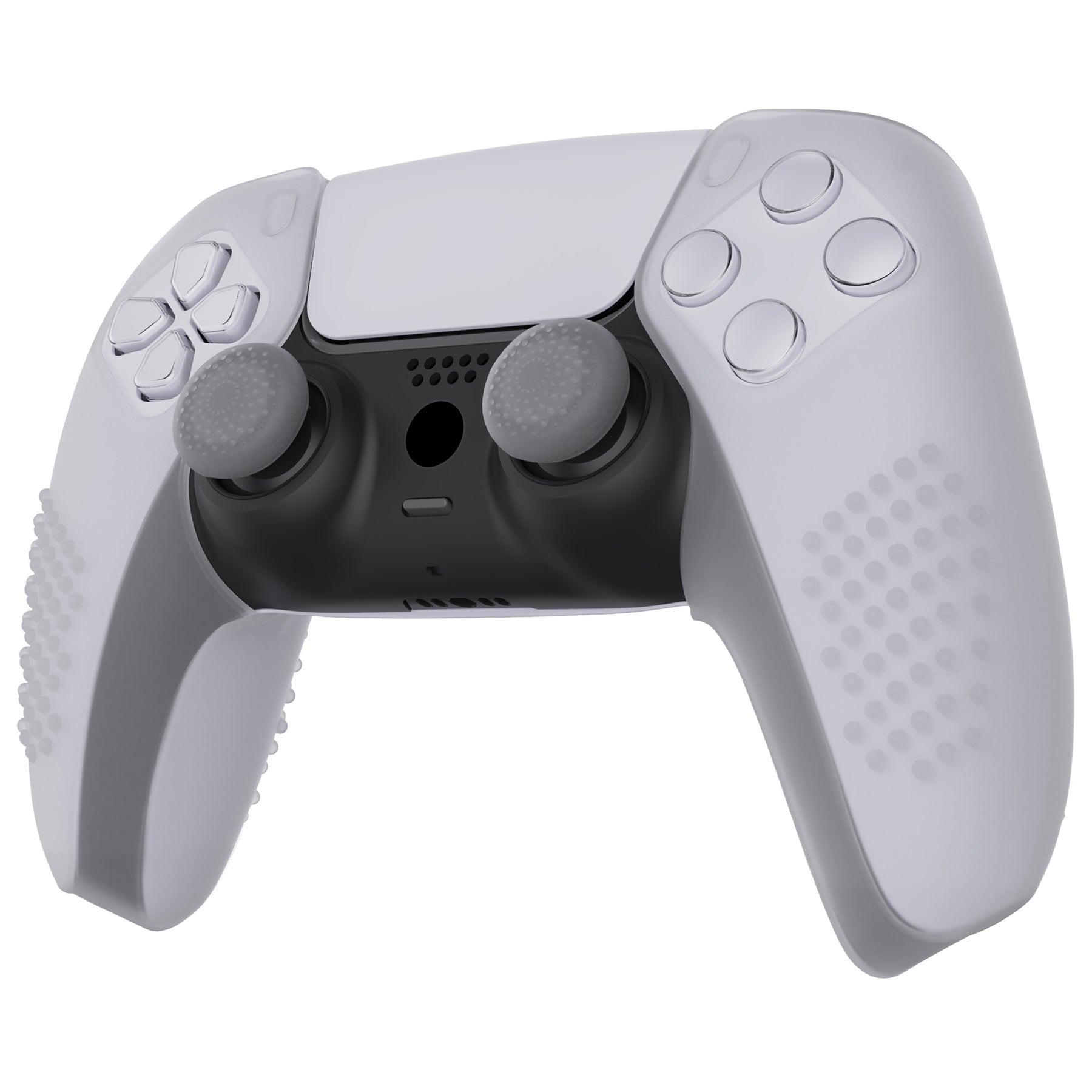 PlayVital 3D Studded Edition Anti-Slip Silicone Cover Skin with Thumb Grip Caps for PS5 Wireless Controller, Compatible with Charging Station - Clear White PlayVital