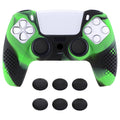PlayVital 3D Studded Edition Anti-Slip Silicone Cover Skin with Thumb Grip Caps for PS5 Wireless Controller - Green & Black PlayVital