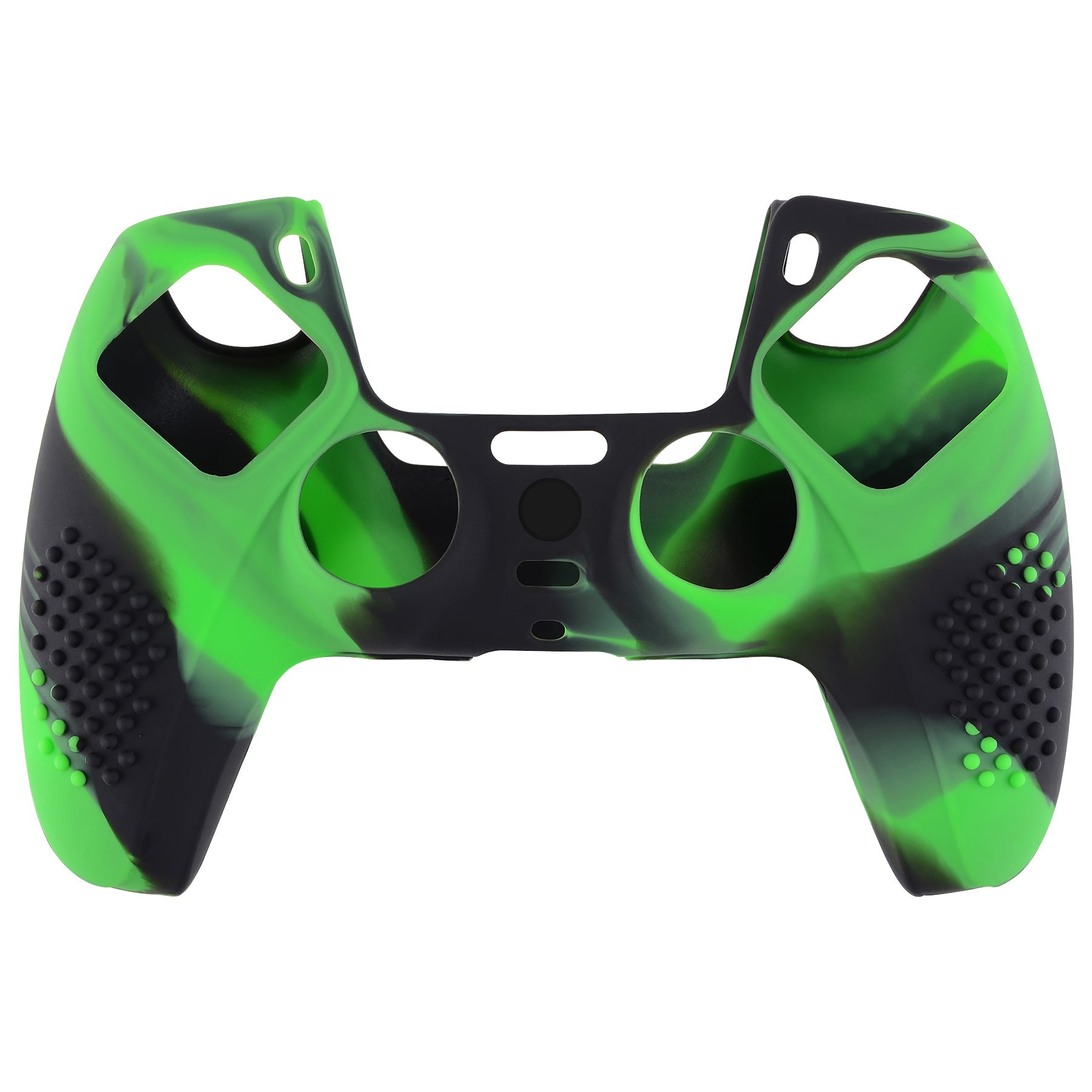 PlayVital 3D Studded Edition Anti-Slip Silicone Cover Skin with Thumb Grip Caps for PS5 Wireless Controller - Green & Black PlayVital