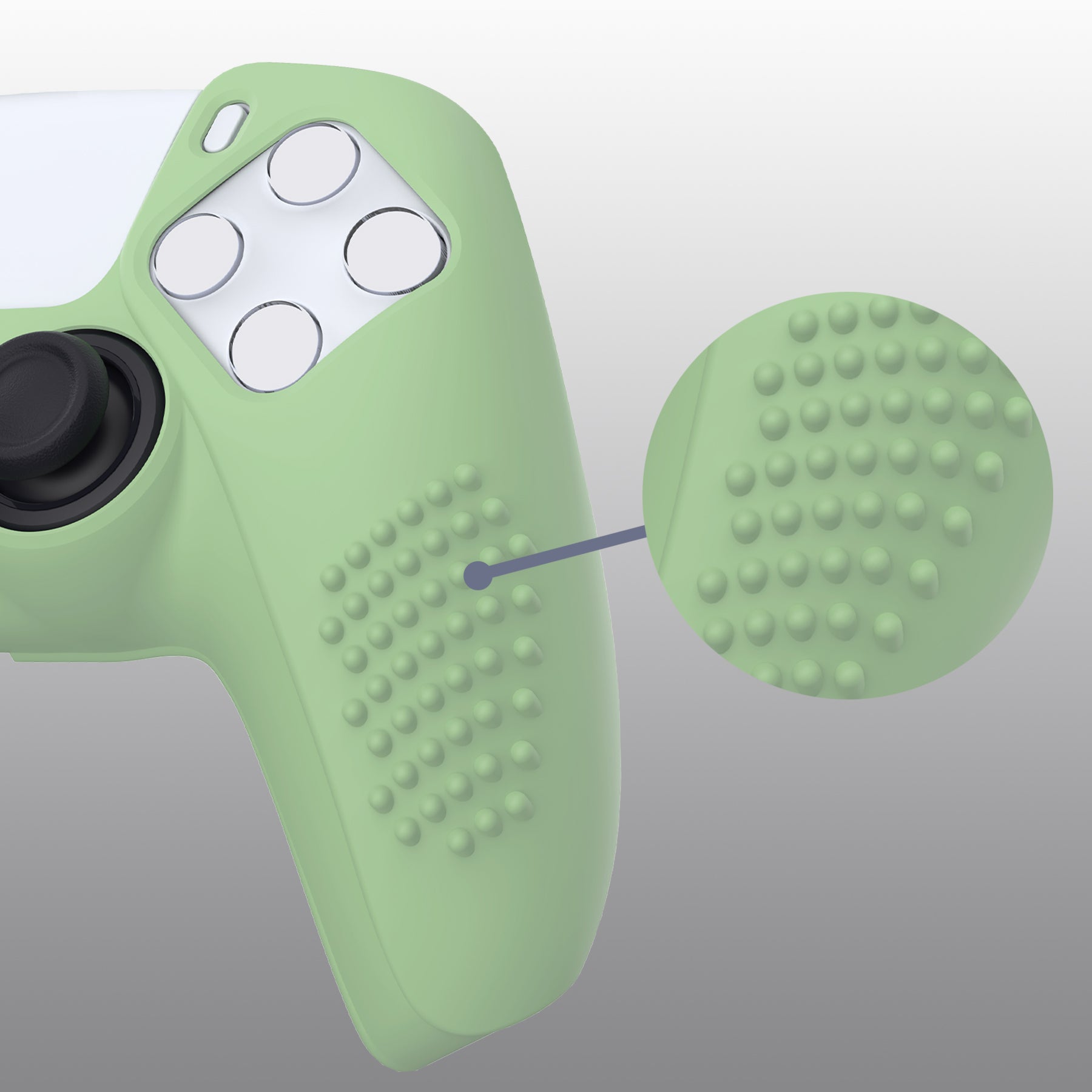 PlayVital 3D Studded Edition Anti-Slip Silicone Cover Skin with Thumb Grip Caps for PS5 Wireless Controller - Matcha Green PlayVital