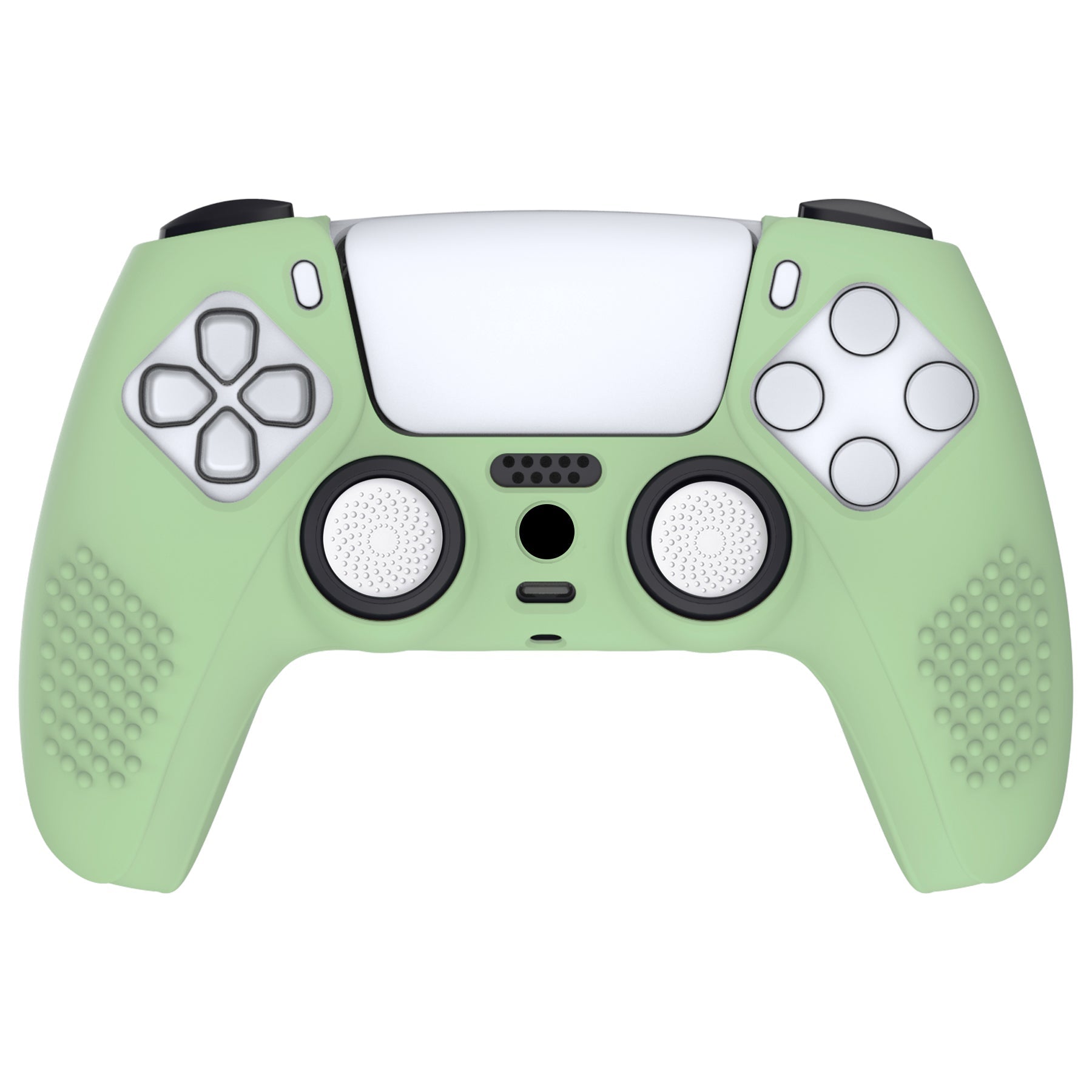 PlayVital 3D Studded Edition Anti-Slip Silicone Cover Skin with Thumb Grip Caps for PS5 Wireless Controller - Matcha Green PlayVital