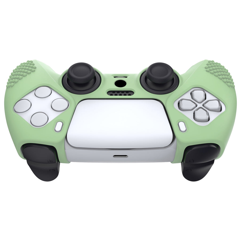 PlayVital 3D Studded Edition Anti-Slip Silicone Cover Skin with Thumb Grip Caps for PS5 Wireless Controller - Matcha Green PlayVital