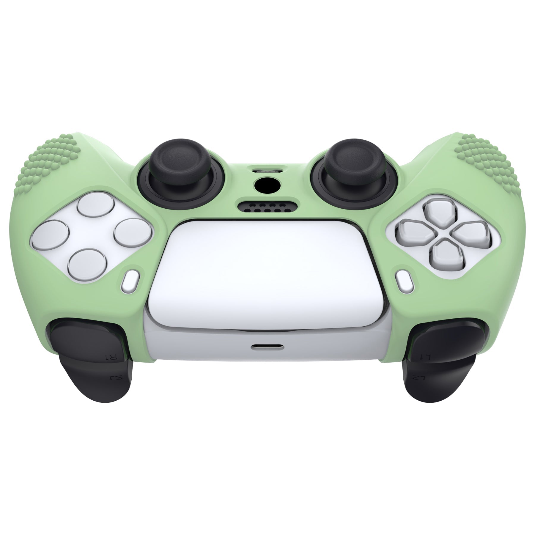 PlayVital 3D Studded Edition Anti-Slip Silicone Cover Skin with Thumb Grip Caps for PS5 Wireless Controller - Matcha Green PlayVital