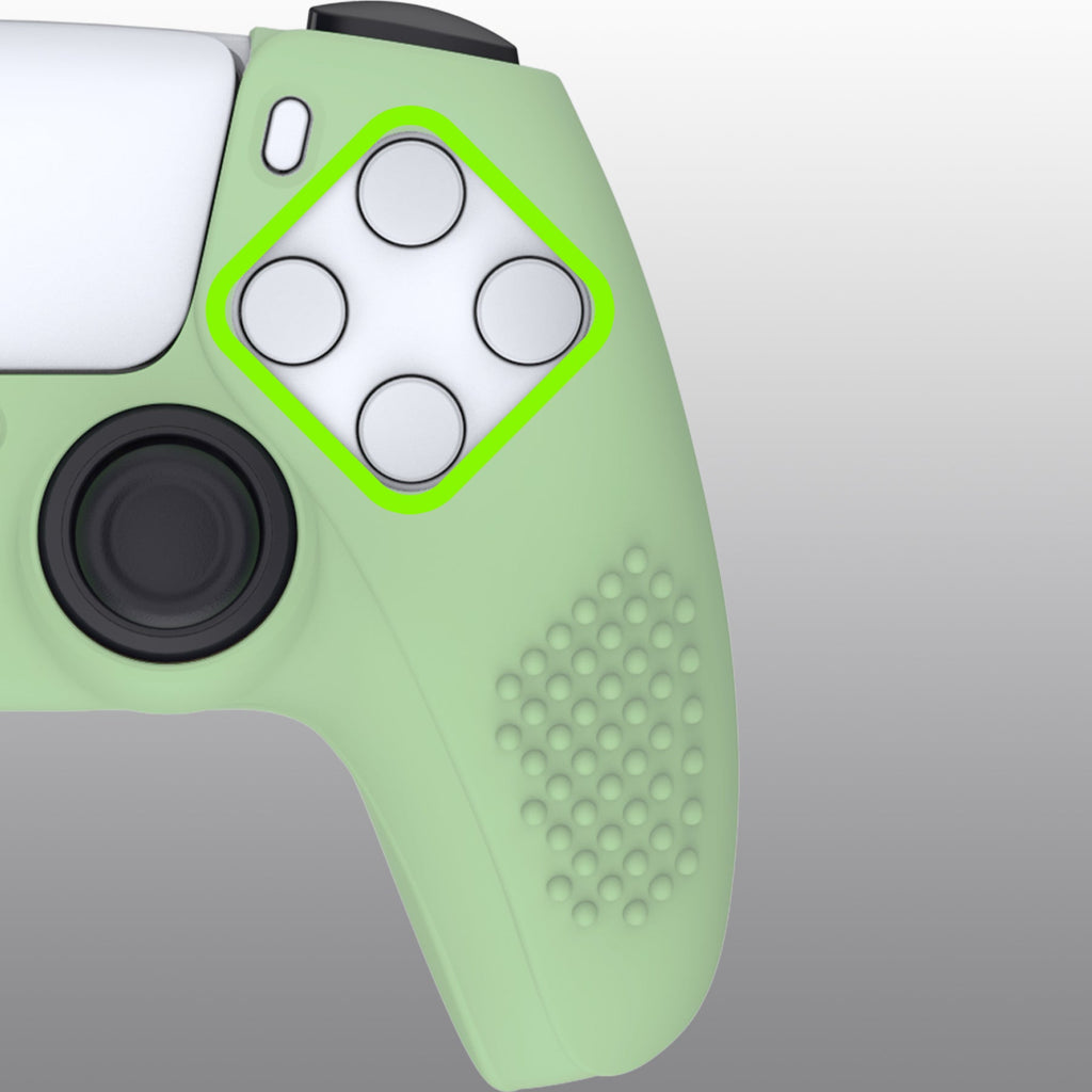 PlayVital 3D Studded Edition Anti-Slip Silicone Cover Skin with Thumb Grip Caps for PS5 Wireless Controller - Matcha Green PlayVital