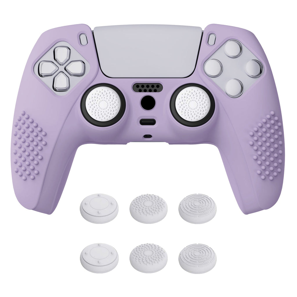 PlayVital 3D Studded Edition Anti-Slip Silicone Cover Skin with Thumb Grip Caps for PS5 Wireless Controller - Mauve Purple PlayVital
