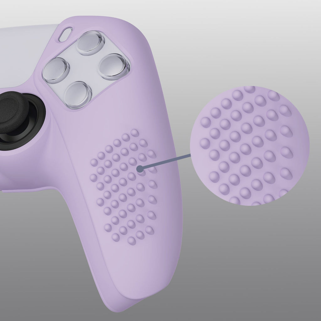 PlayVital 3D Studded Edition Anti-Slip Silicone Cover Skin with Thumb Grip Caps for PS5 Wireless Controller - Mauve Purple PlayVital