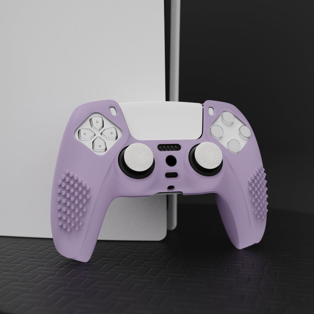 PlayVital 3D Studded Edition Anti-Slip Silicone Cover Skin with Thumb Grip Caps for PS5 Wireless Controller - Mauve Purple PlayVital