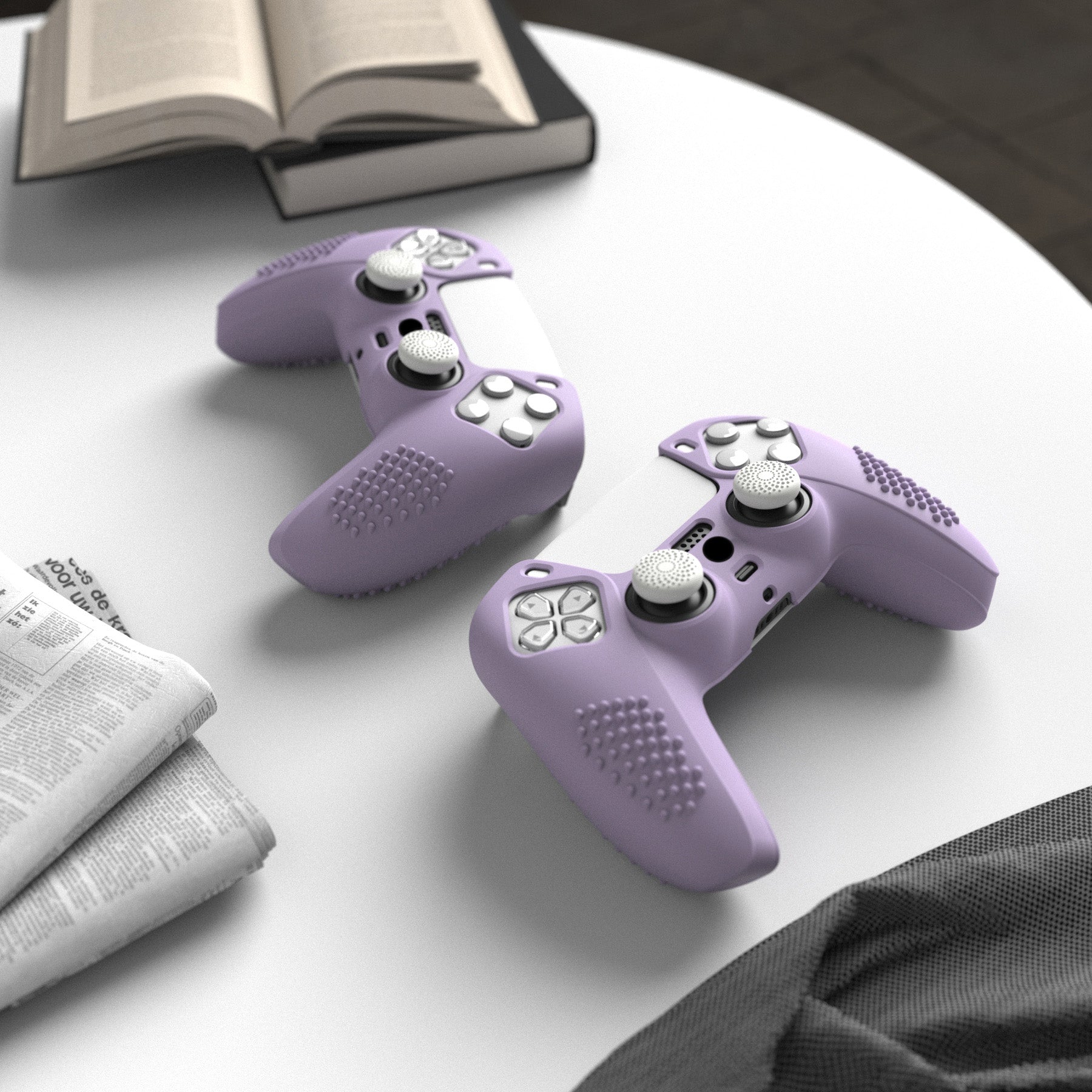 PlayVital 3D Studded Edition Anti-Slip Silicone Cover Skin with Thumb Grip Caps for PS5 Wireless Controller - Mauve Purple PlayVital