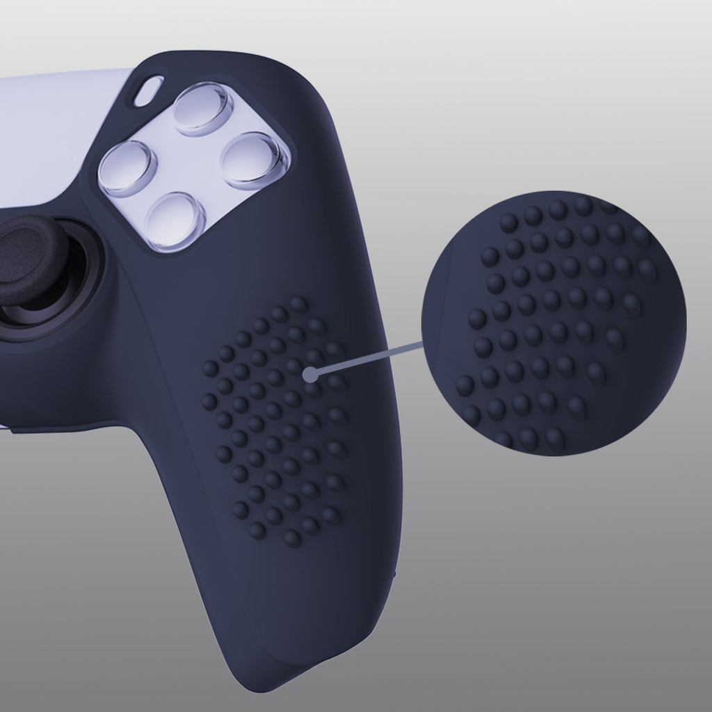 PlayVital 3D Studded Edition Anti-Slip Silicone Cover Skin with Thumb Grip Caps for PS5 Wireless Controller - Midnight Blue PlayVital