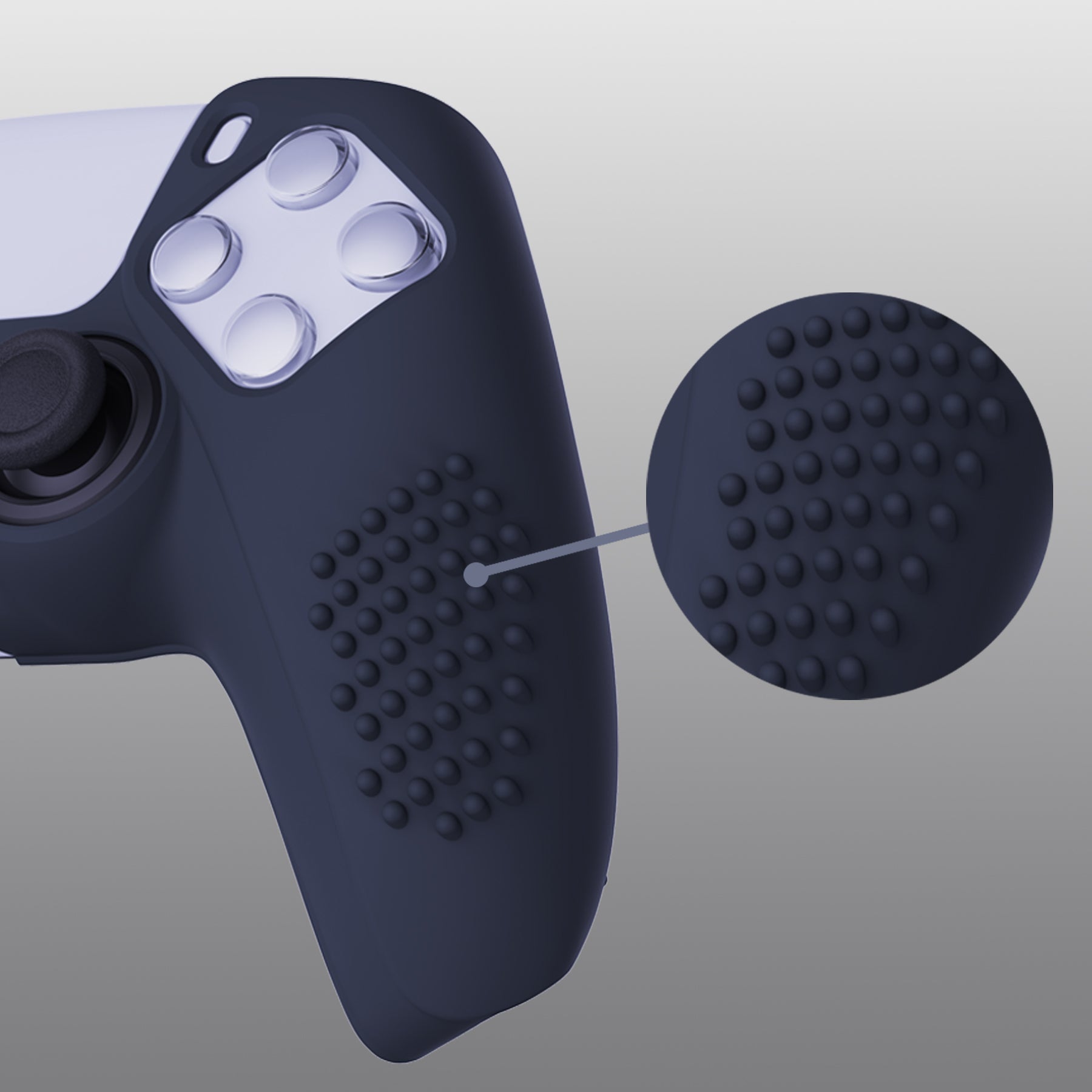 PlayVital 3D Studded Edition Anti-Slip Silicone Cover Skin with Thumb Grip Caps for PS5 Wireless Controller - Midnight Blue PlayVital