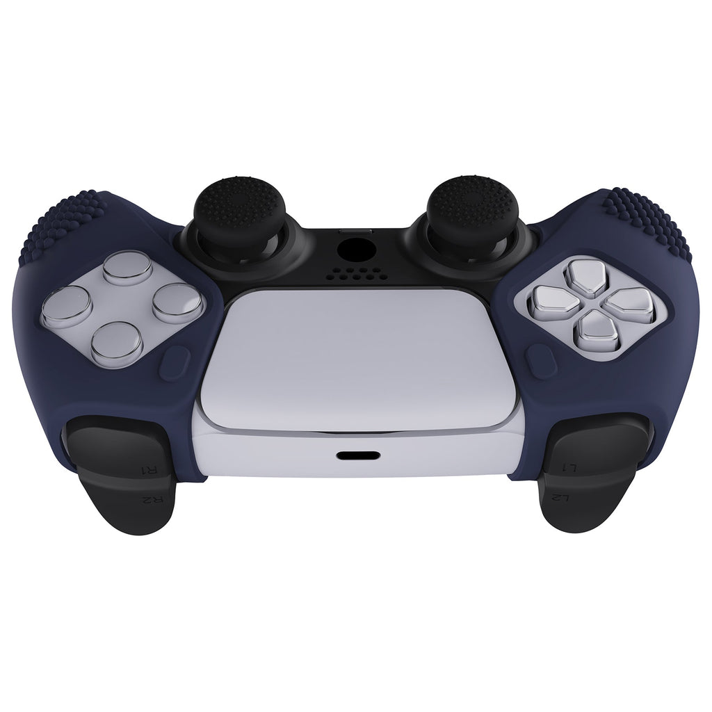 PlayVital 3D Studded Edition Anti-Slip Silicone Cover Skin with Thumb Grip Caps for PS5 Wireless Controller, Compatible with Charging Station - Midnight Blue PlayVital