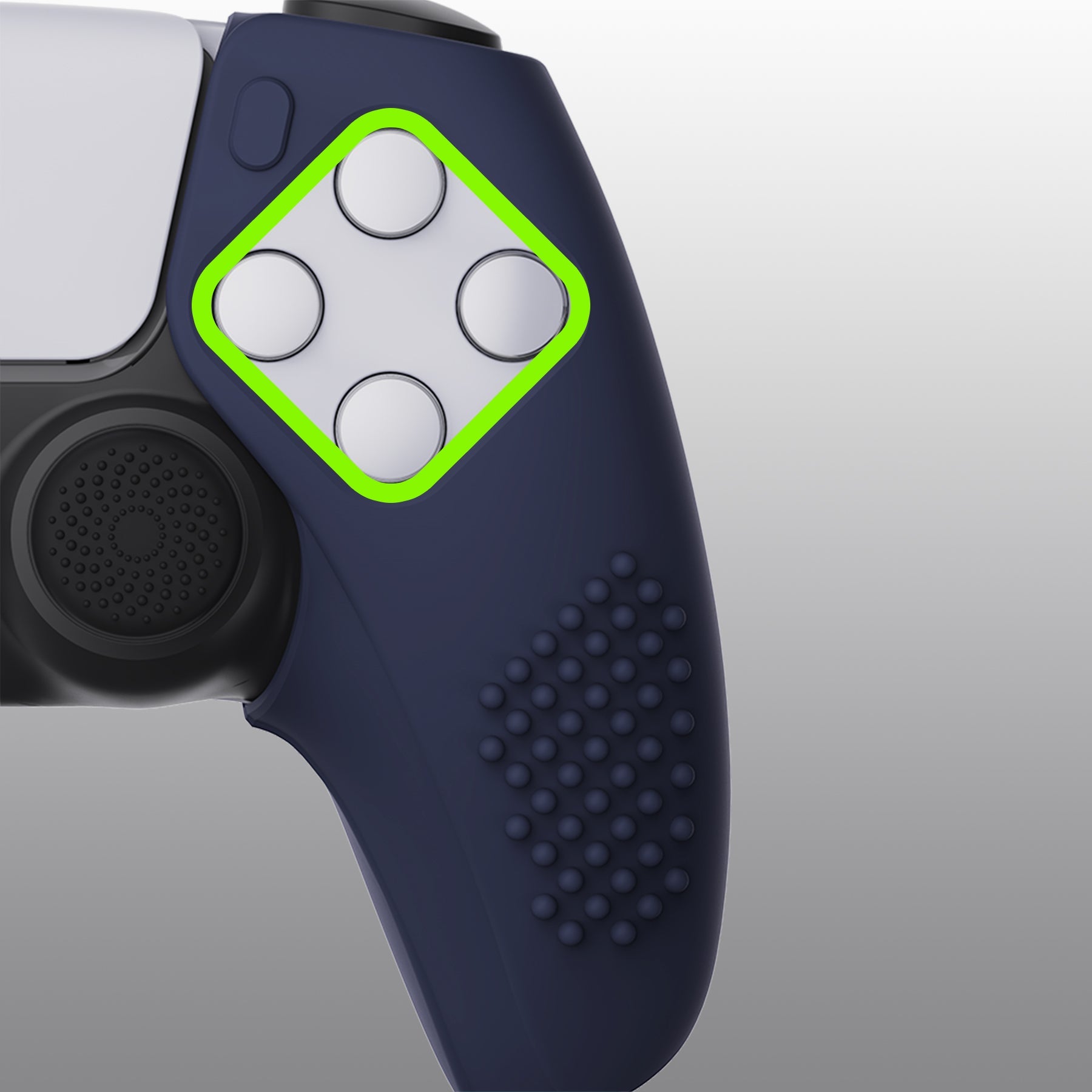 PlayVital 3D Studded Edition Anti-Slip Silicone Cover Skin with Thumb Grip Caps for PS5 Wireless Controller, Compatible with Charging Station - Midnight Blue PlayVital
