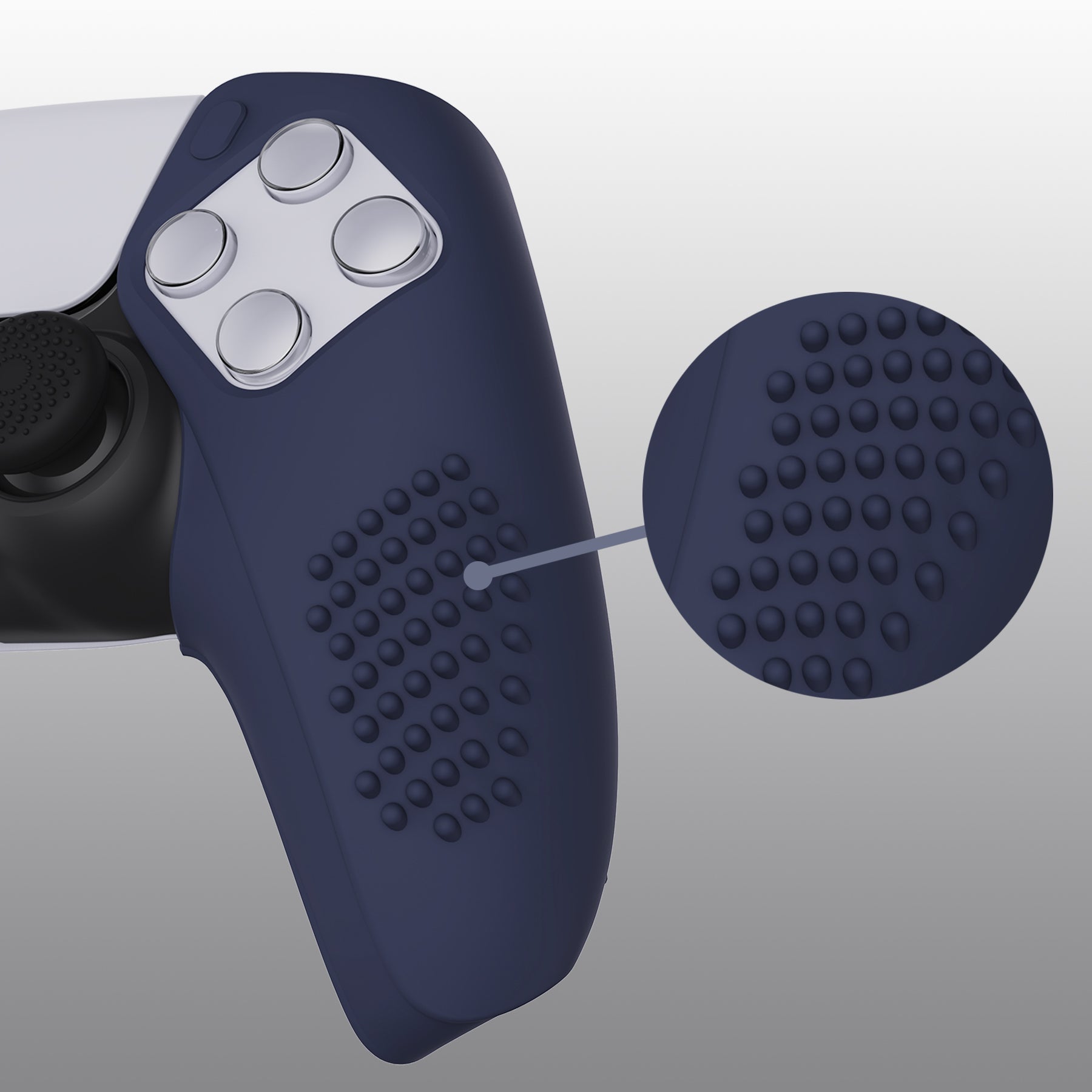 PlayVital 3D Studded Edition Anti-Slip Silicone Cover Skin with Thumb Grip Caps for PS5 Wireless Controller, Compatible with Charging Station - Midnight Blue PlayVital