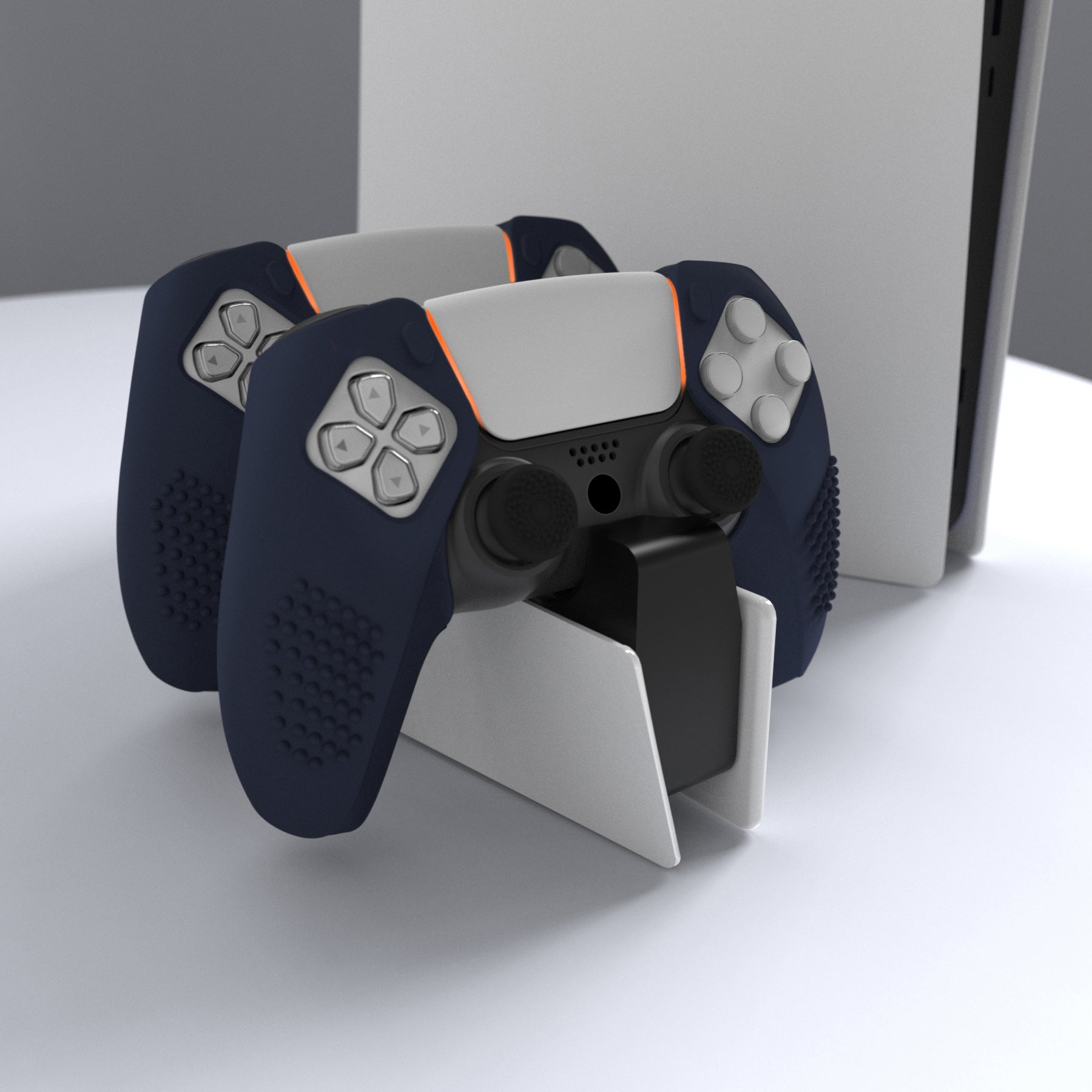 PlayVital 3D Studded Edition Anti-Slip Silicone Cover Skin with Thumb Grip Caps for PS5 Wireless Controller, Compatible with Charging Station - Midnight Blue PlayVital
