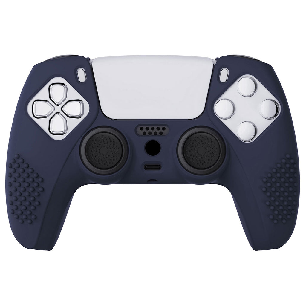 PlayVital 3D Studded Edition Anti-Slip Silicone Cover Skin with Thumb Grip Caps for PS5 Wireless Controller - Midnight Blue PlayVital