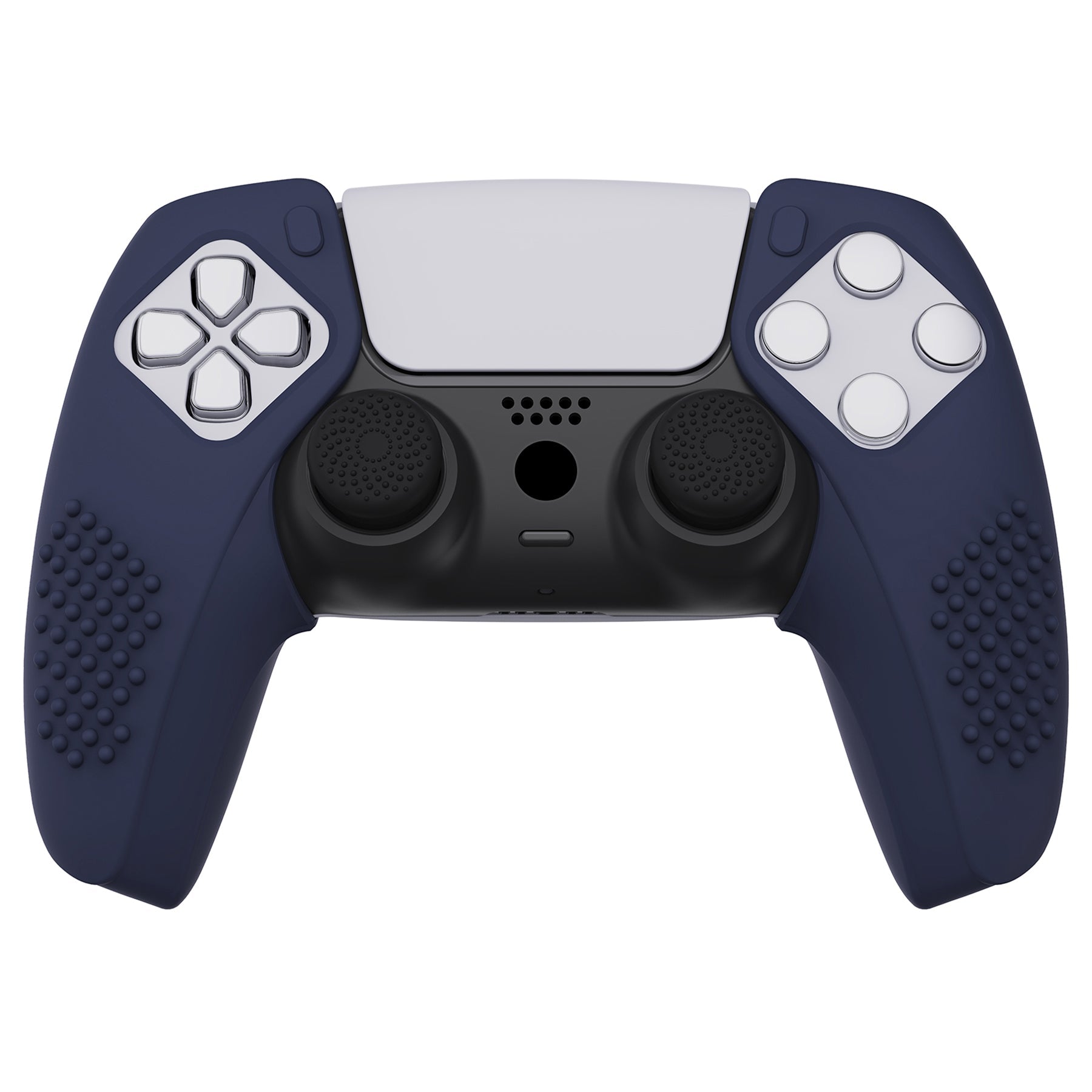 PlayVital 3D Studded Edition Anti-Slip Silicone Cover Skin with Thumb Grip Caps for PS5 Wireless Controller, Compatible with Charging Station - Midnight Blue PlayVital