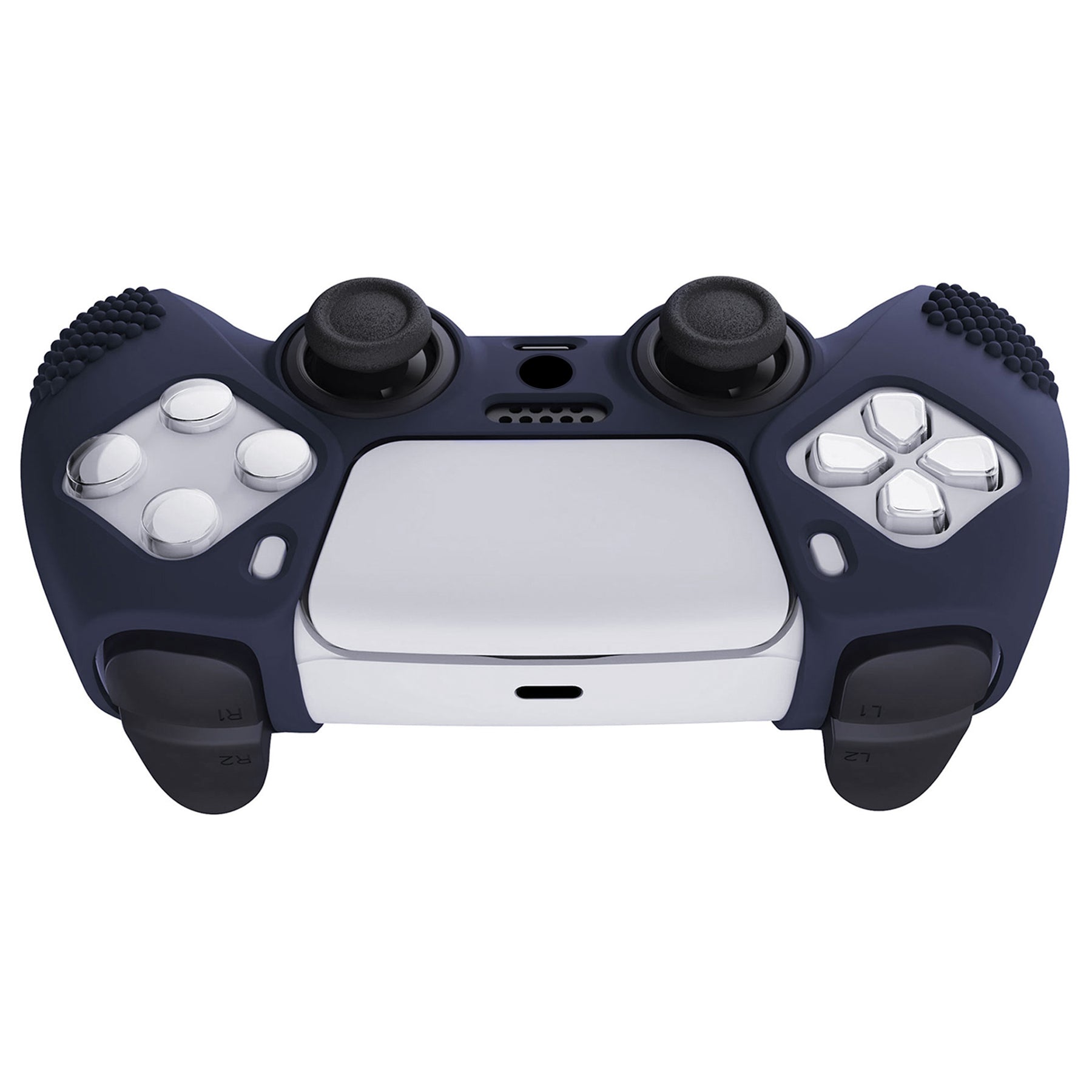 PlayVital 3D Studded Edition Anti-Slip Silicone Cover Skin with Thumb Grip Caps for PS5 Wireless Controller - Midnight Blue PlayVital