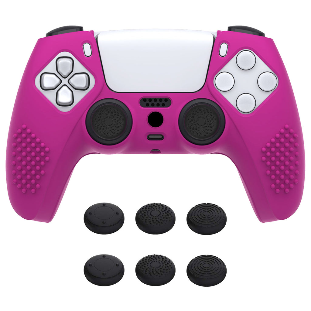 PlayVital 3D Studded Edition Anti-Slip Silicone Cover Skin with Thumb Grip Caps for PS5 Wireless Controller - Neon Purple PlayVital
