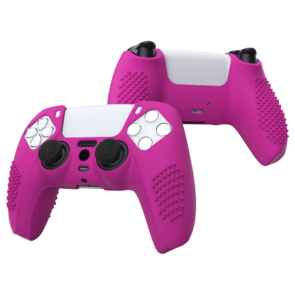 PlayVital 3D Studded Edition Anti-Slip Silicone Cover Skin with Thumb Grip Caps for PS5 Wireless Controller - Neon Purple PlayVital