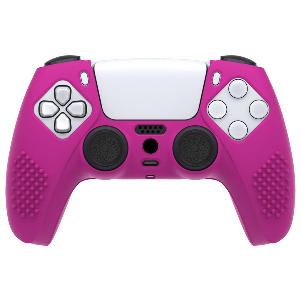 PlayVital 3D Studded Edition Anti-Slip Silicone Cover Skin with Thumb Grip Caps for PS5 Wireless Controller - Neon Purple PlayVital