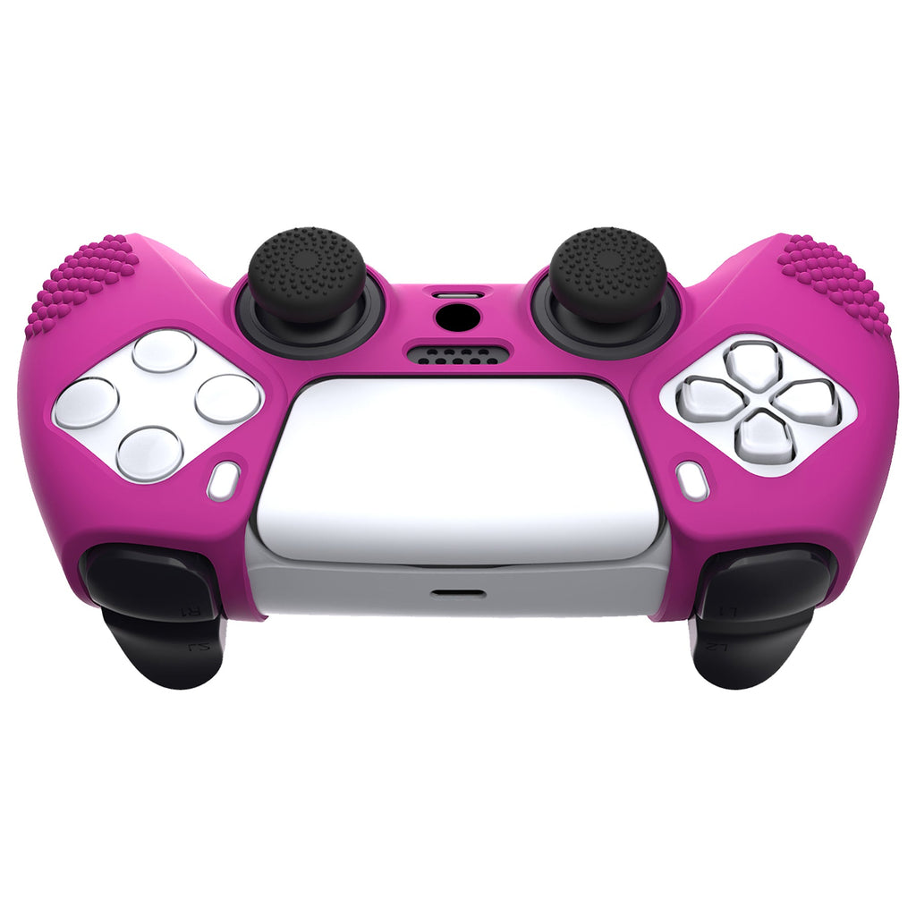 PlayVital 3D Studded Edition Anti-Slip Silicone Cover Skin with Thumb Grip Caps for PS5 Wireless Controller - Neon Purple PlayVital
