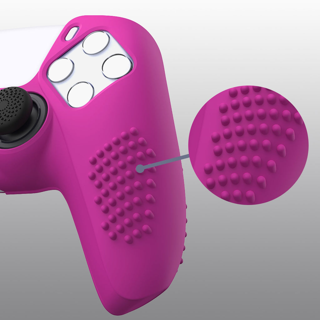PlayVital 3D Studded Edition Anti-Slip Silicone Cover Skin with Thumb Grip Caps for PS5 Wireless Controller - Neon Purple PlayVital