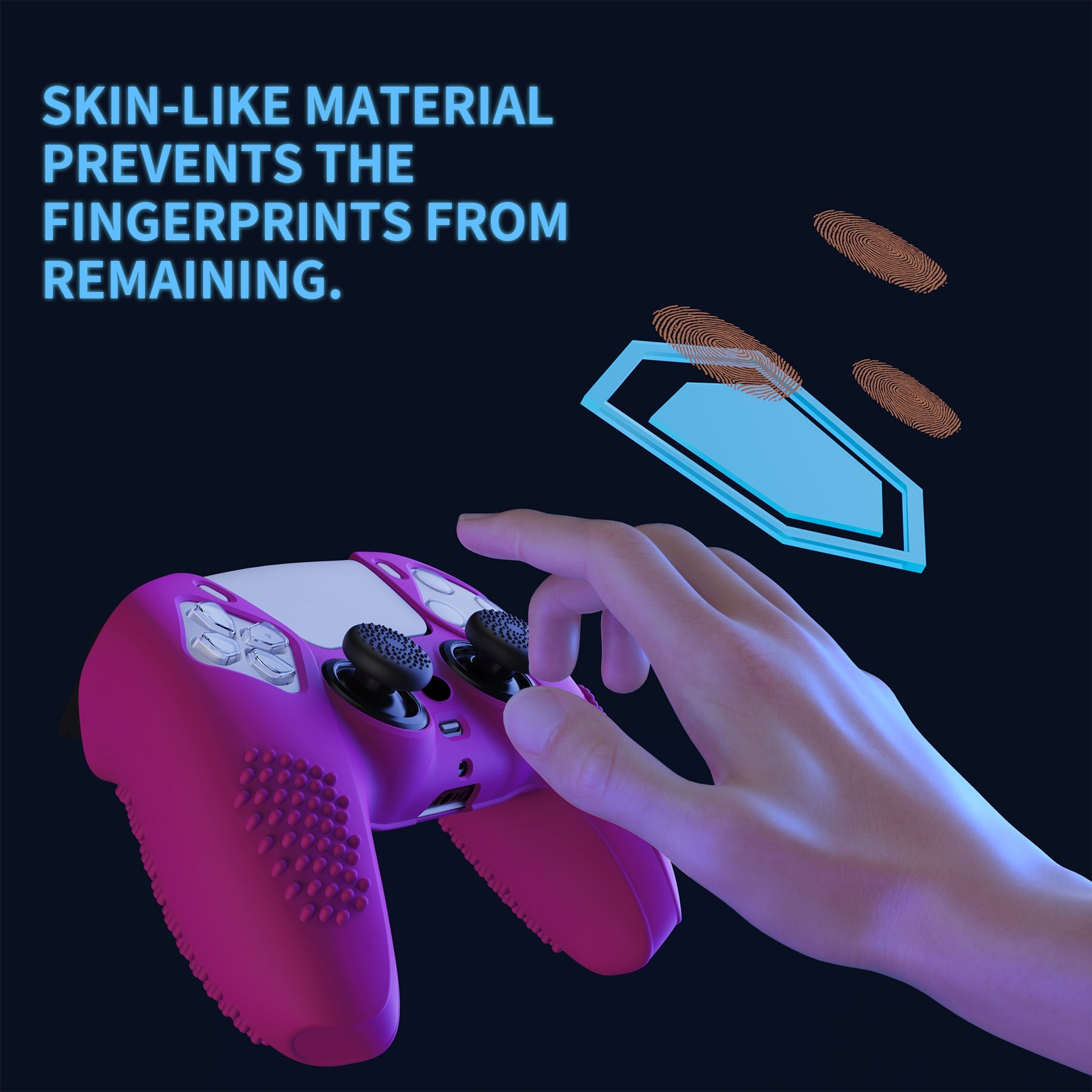PlayVital 3D Studded Edition Anti-Slip Silicone Cover Skin with Thumb Grip Caps for PS5 Wireless Controller - Neon Purple PlayVital