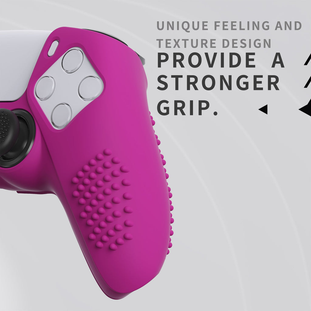 PlayVital 3D Studded Edition Anti-Slip Silicone Cover Skin with Thumb Grip Caps for PS5 Wireless Controller - Neon Purple PlayVital