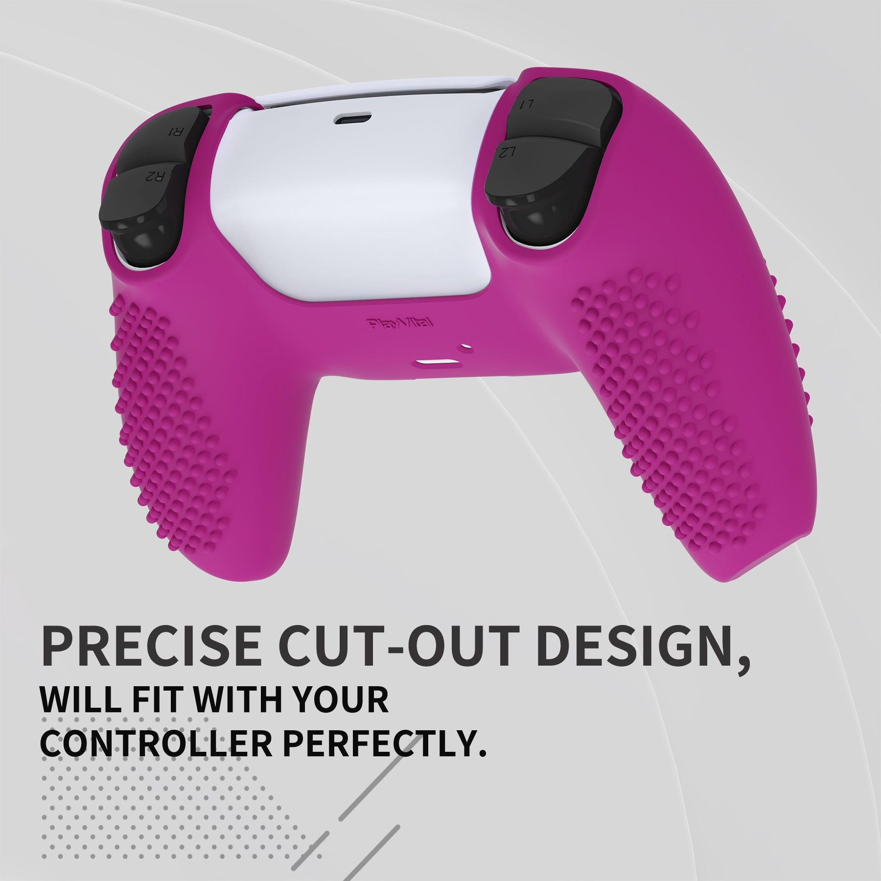 PlayVital 3D Studded Edition Anti-Slip Silicone Cover Skin with Thumb Grip Caps for PS5 Wireless Controller - Neon Purple PlayVital