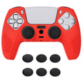 PlayVital 3D Studded Edition Anti-Slip Silicone Cover Skin with Thumb Grip Caps for PS5 Wireless Controller - Passion red PlayVital