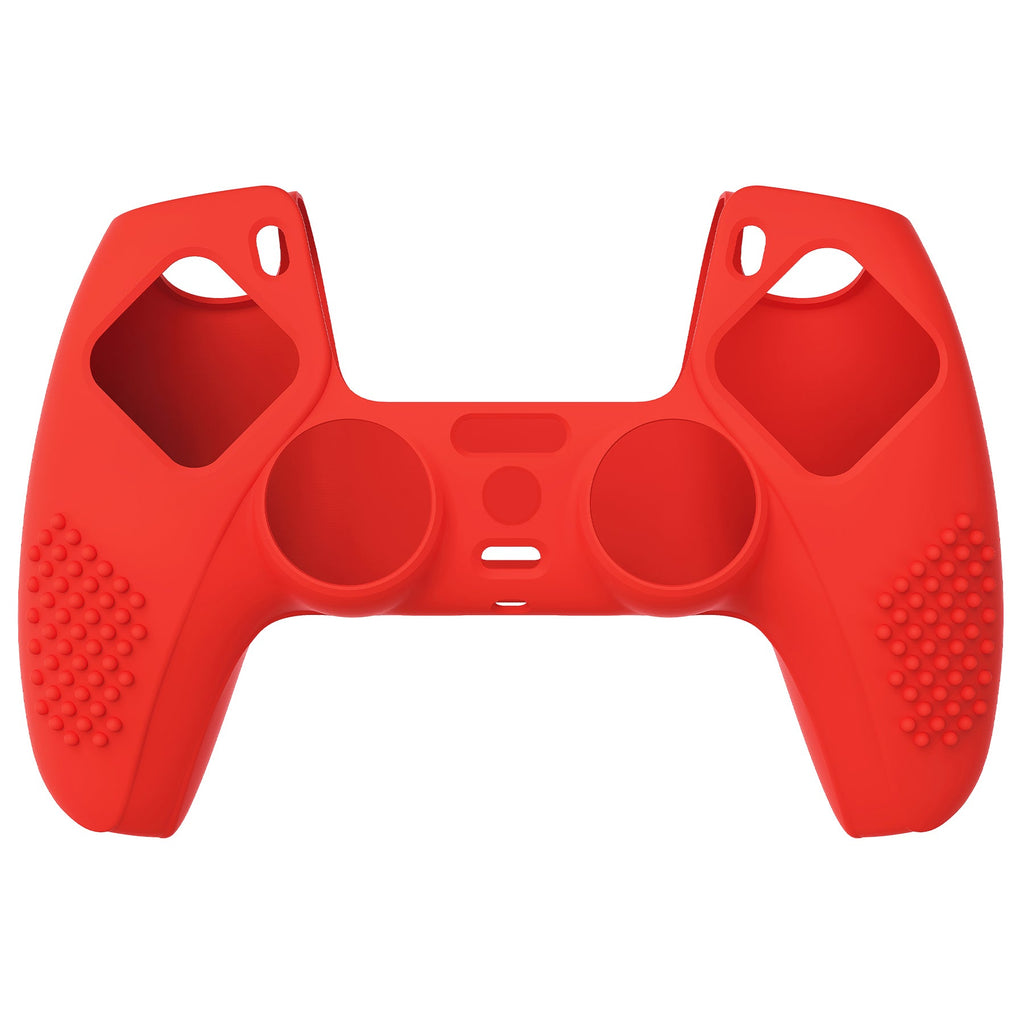 PlayVital 3D Studded Edition Anti-Slip Silicone Cover Skin with Thumb Grip Caps for PS5 Wireless Controller - Passion red PlayVital