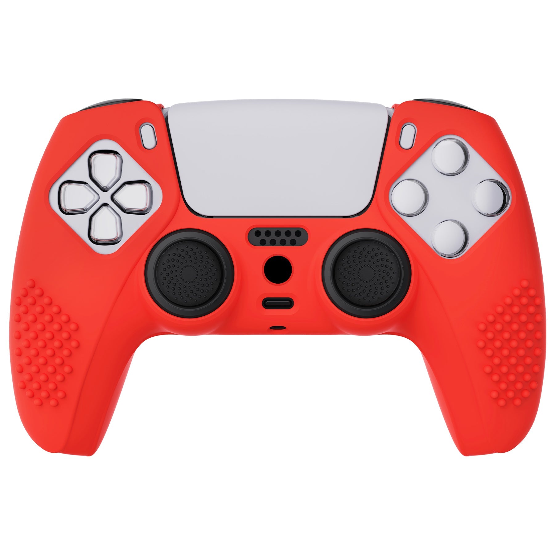 PlayVital 3D Studded Edition Anti-Slip Silicone Cover Skin with Thumb Grip Caps for PS5 Wireless Controller - Passion red PlayVital