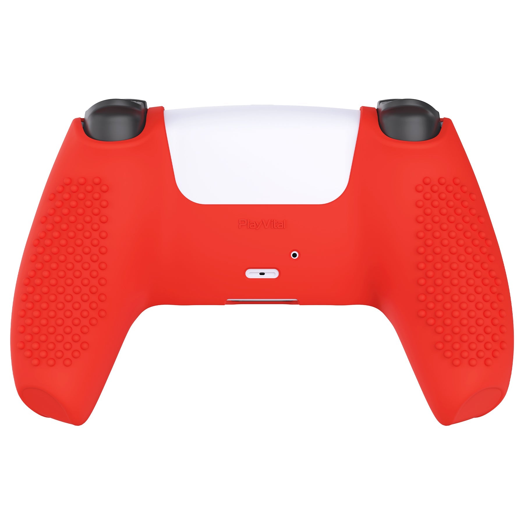 PlayVital 3D Studded Edition Anti-Slip Silicone Cover Skin with Thumb Grip Caps for PS5 Wireless Controller - Passion red PlayVital