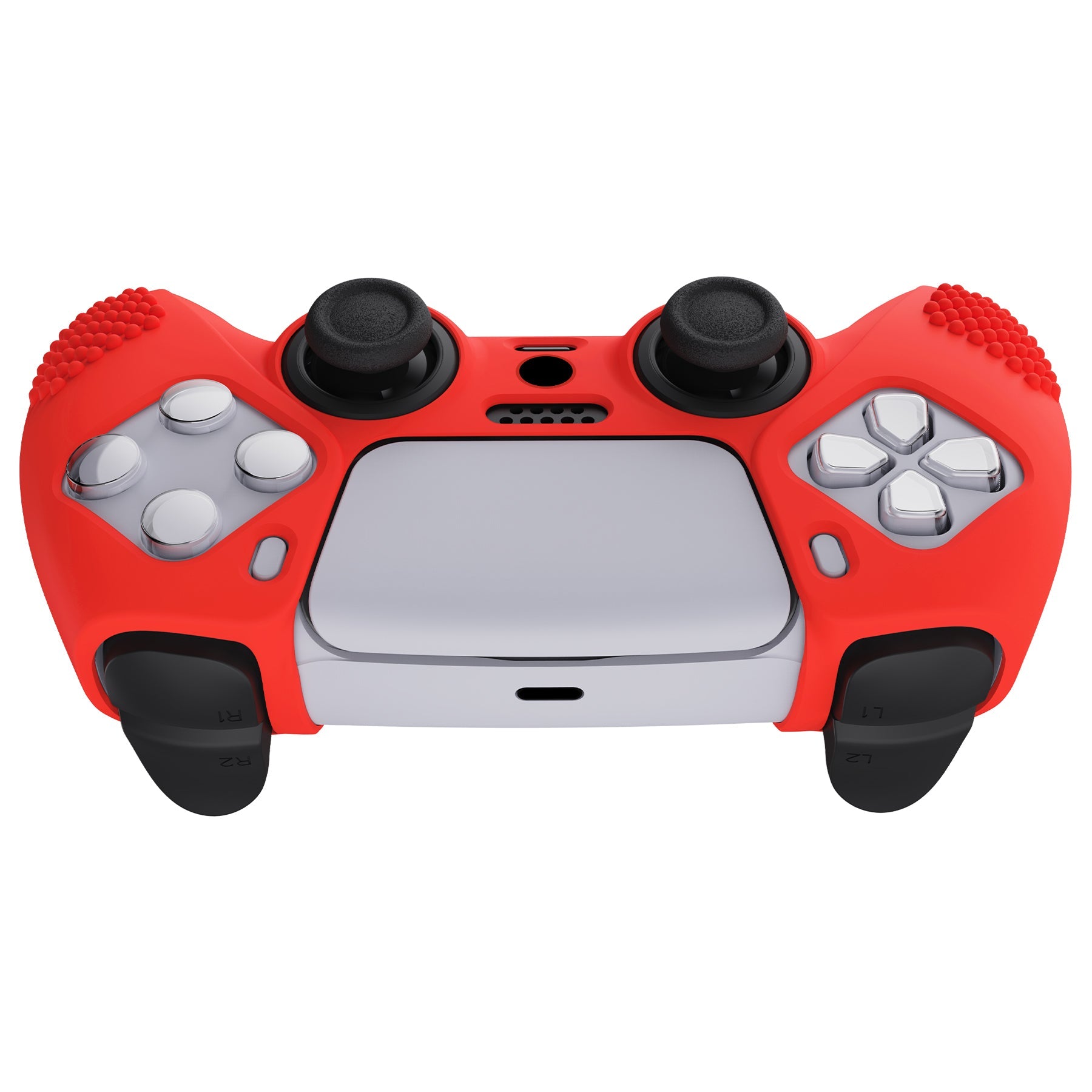 PlayVital 3D Studded Edition Anti-Slip Silicone Cover Skin with Thumb Grip Caps for PS5 Wireless Controller - Passion red PlayVital