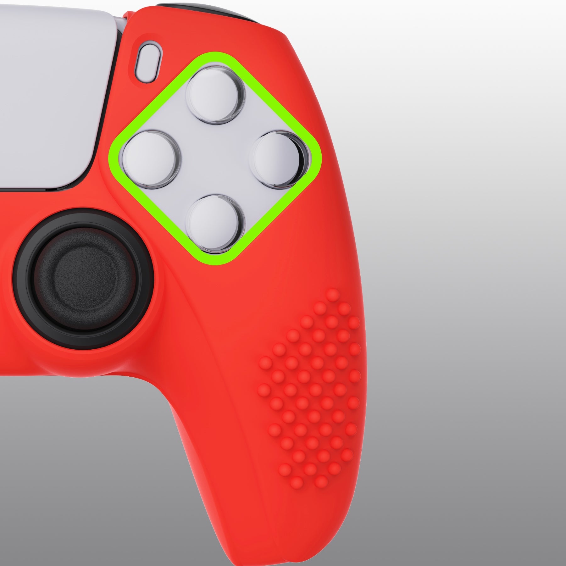 PlayVital 3D Studded Edition Anti-Slip Silicone Cover Skin with Thumb Grip Caps for PS5 Wireless Controller - Passion red PlayVital