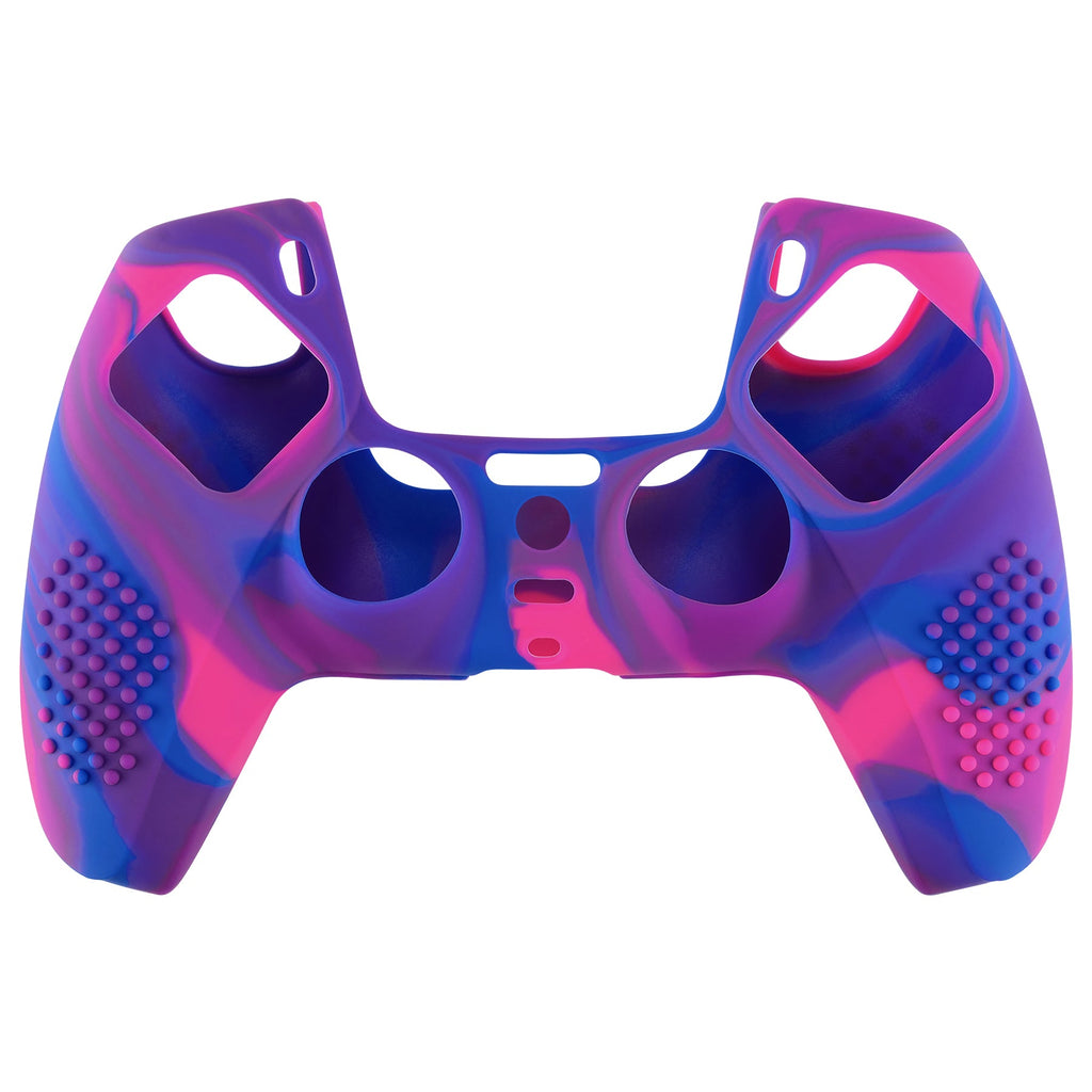 PlayVital 3D Studded Edition Anti-Slip Silicone Cover Skin with Thumb Grip Caps for PS5 Wireless Controller - Pink & Purple & Blue PlayVital