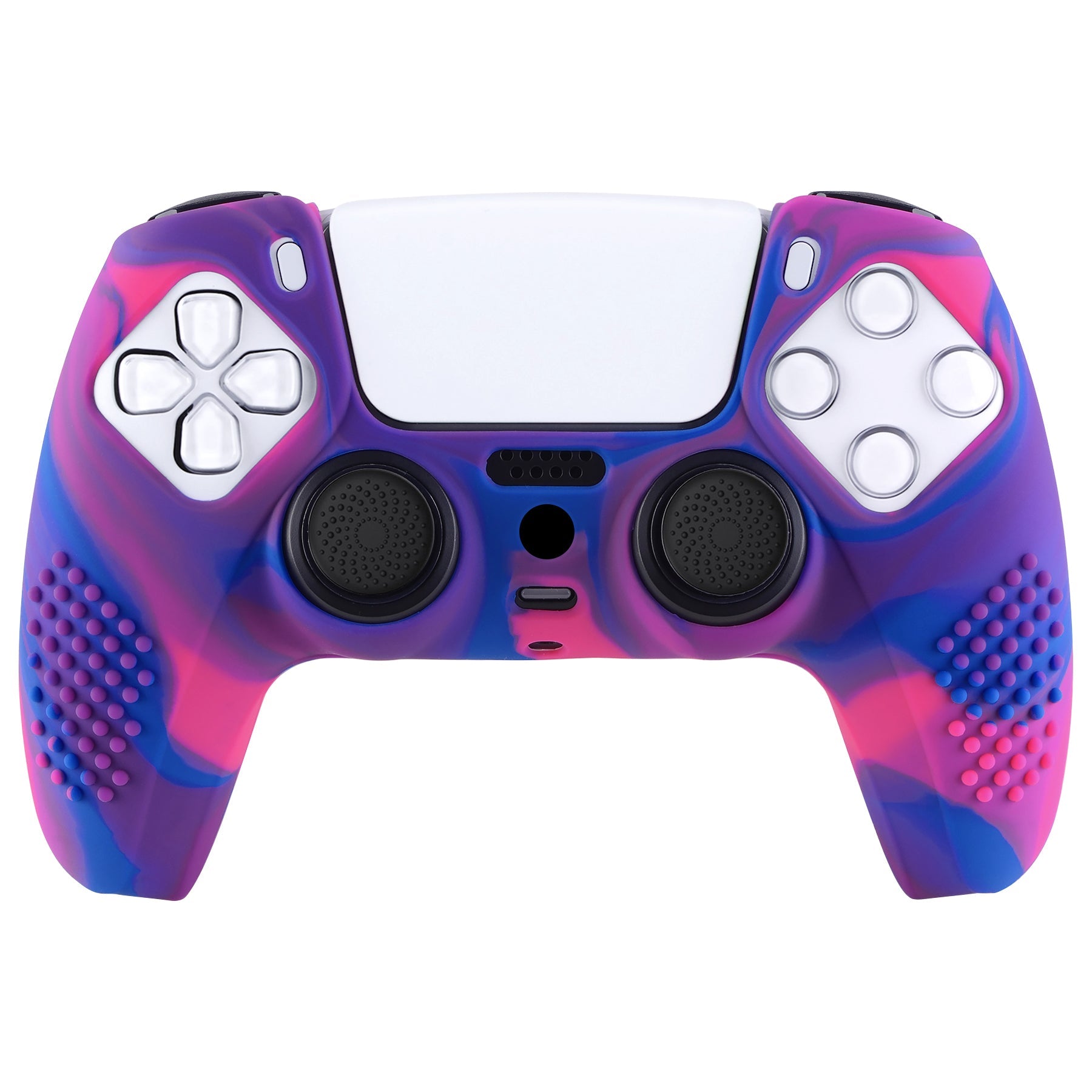 PlayVital 3D Studded Edition Anti-Slip Silicone Cover Skin with Thumb Grip Caps for PS5 Wireless Controller - Pink & Purple & Blue PlayVital