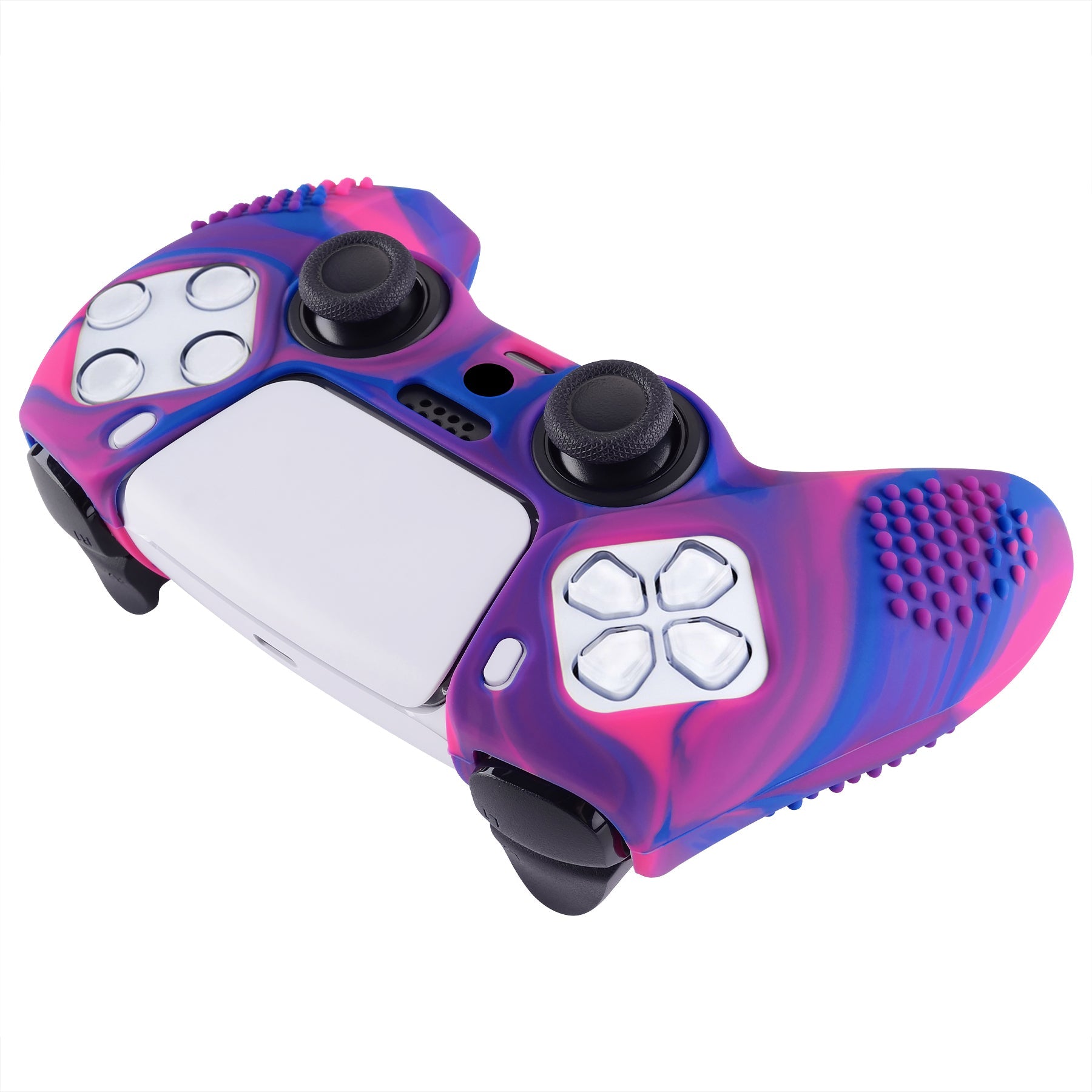 PlayVital 3D Studded Edition Anti-Slip Silicone Cover Skin with Thumb Grip Caps for PS5 Wireless Controller - Pink & Purple & Blue PlayVital