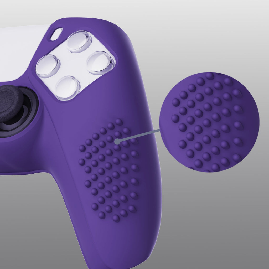 PlayVital 3D Studded Edition Anti-Slip Silicone Cover Skin with Thumb Grip Caps for PS5 Wireless Controller - Purple PlayVital