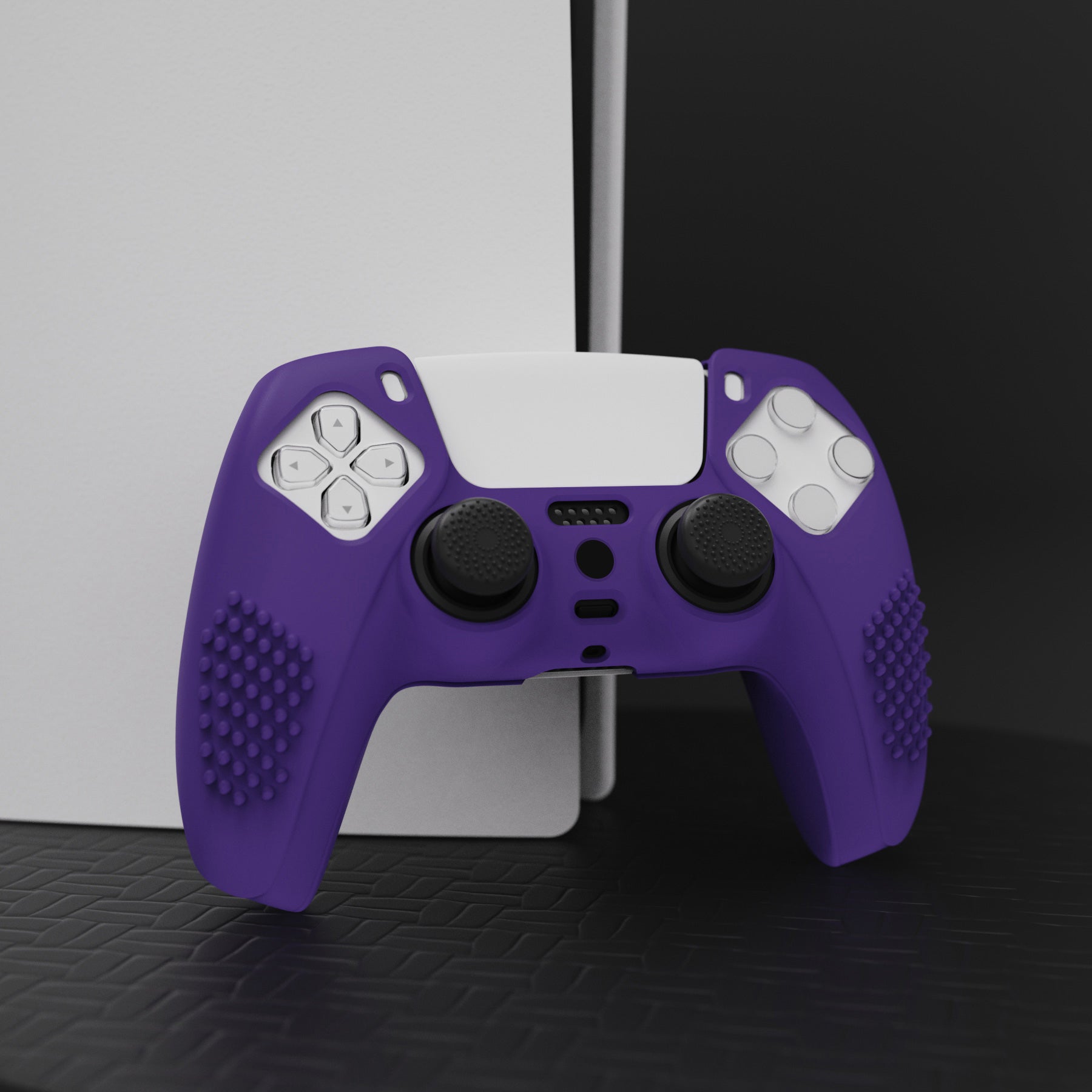 PlayVital 3D Studded Edition Anti-Slip Silicone Cover Skin with Thumb Grip Caps for PS5 Wireless Controller - Purple PlayVital