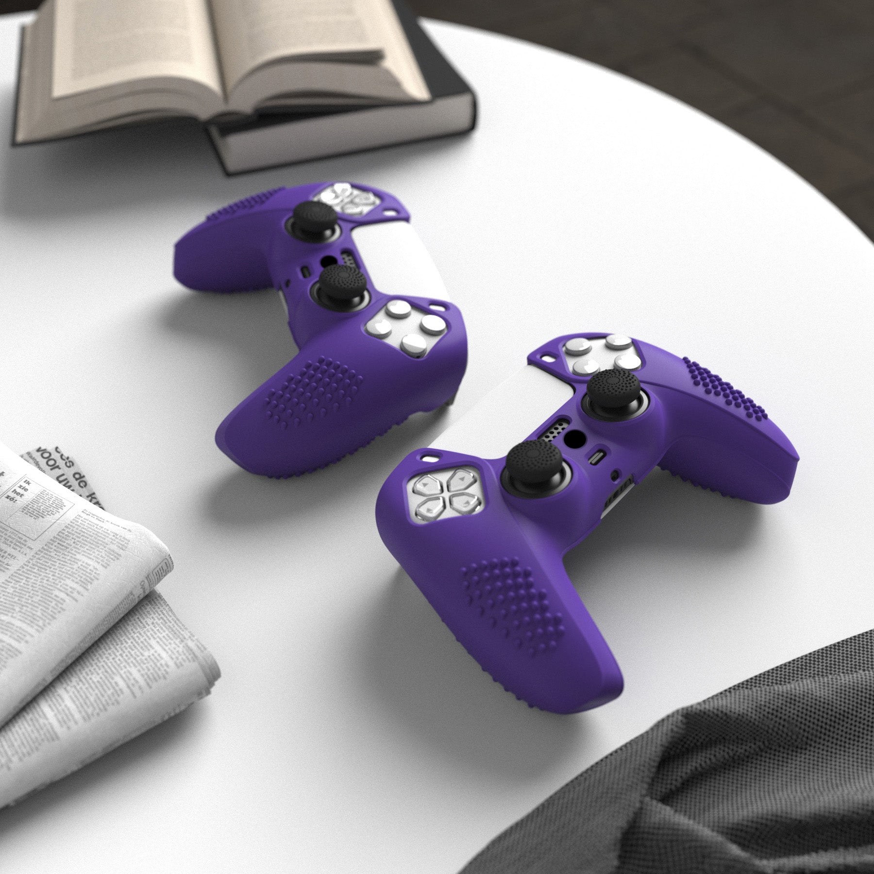 PlayVital 3D Studded Edition Anti-Slip Silicone Cover Skin with Thumb Grip Caps for PS5 Wireless Controller - Purple PlayVital