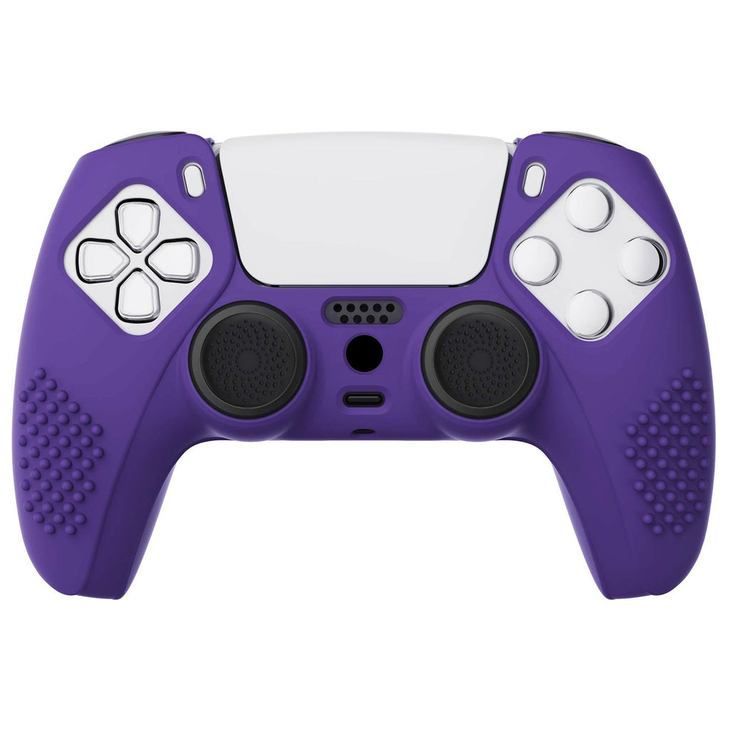 PlayVital 3D Studded Edition Anti-Slip Silicone Cover Skin with Thumb Grip Caps for PS5 Wireless Controller - Purple PlayVital