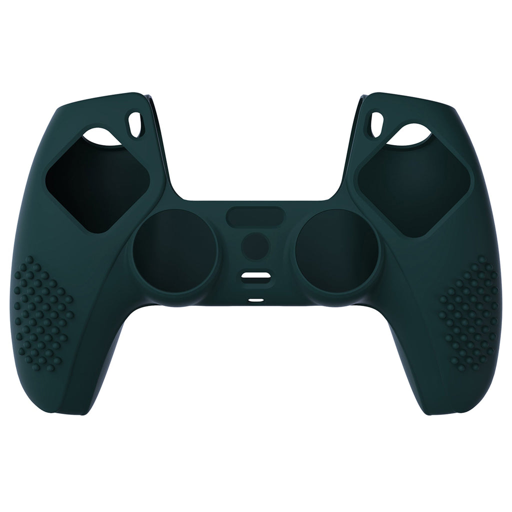 PlayVital 3D Studded Edition Anti-Slip Silicone Cover Skin with Thumb Grip Caps for PS5 Wireless Controller - Racing Green PlayVital