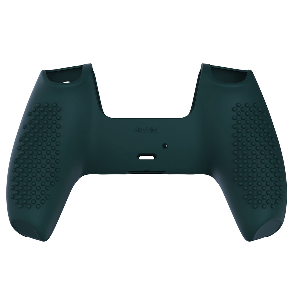 PlayVital 3D Studded Edition Anti-Slip Silicone Cover Skin with Thumb Grip Caps for PS5 Wireless Controller - Racing Green PlayVital
