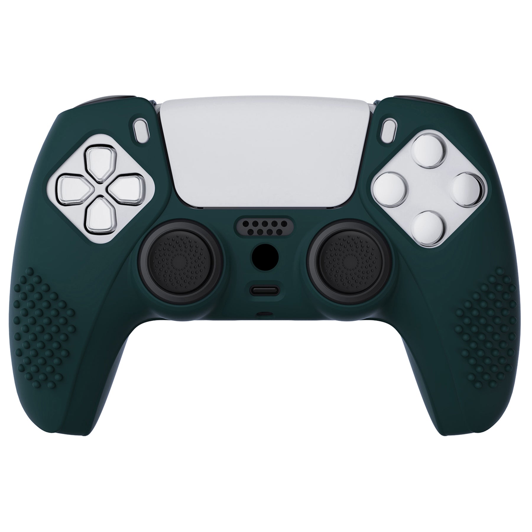 PlayVital 3D Studded Edition Anti-Slip Silicone Cover Skin with Thumb Grip Caps for PS5 Wireless Controller - Racing Green PlayVital