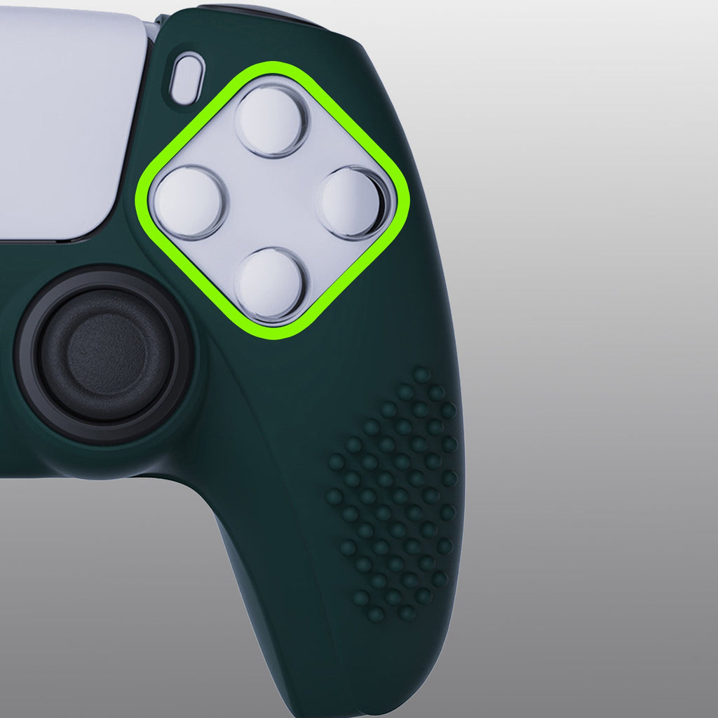 PlayVital 3D Studded Edition Anti-Slip Silicone Cover Skin with Thumb Grip Caps for PS5 Wireless Controller - Racing Green PlayVital