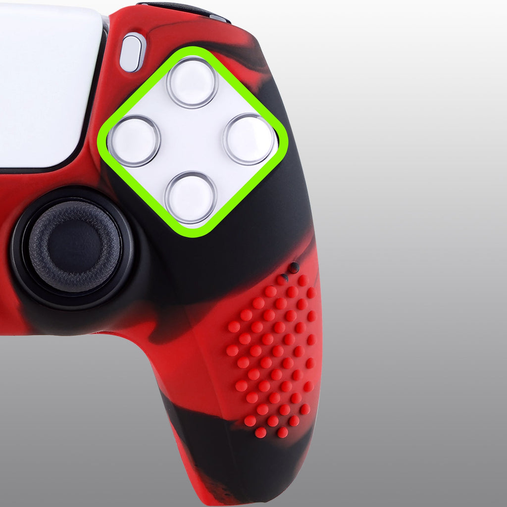 PlayVital 3D Studded Edition Anti-Slip Silicone Cover Skin with Thumb Grip Caps for PS5 Wireless Controller - Red & Black PlayVital