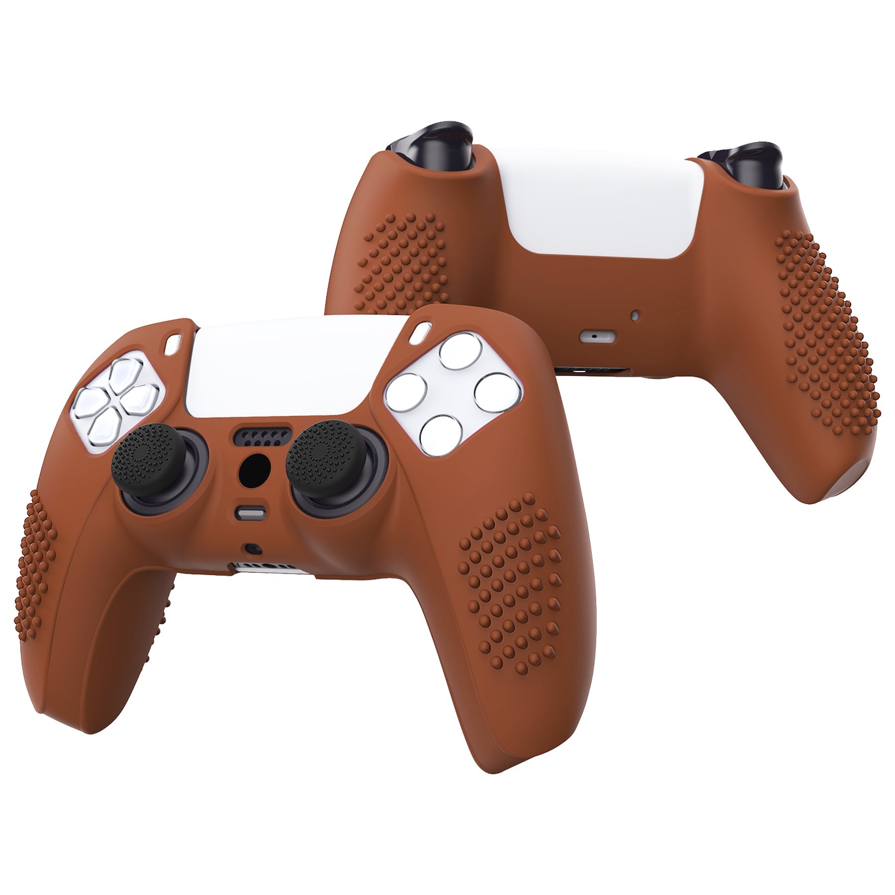 PlayVital 3D Studded Edition Anti-Slip Silicone Cover Skin with Thumb Grip Caps for PS5 Wireless Controller - Signal Brown PlayVital