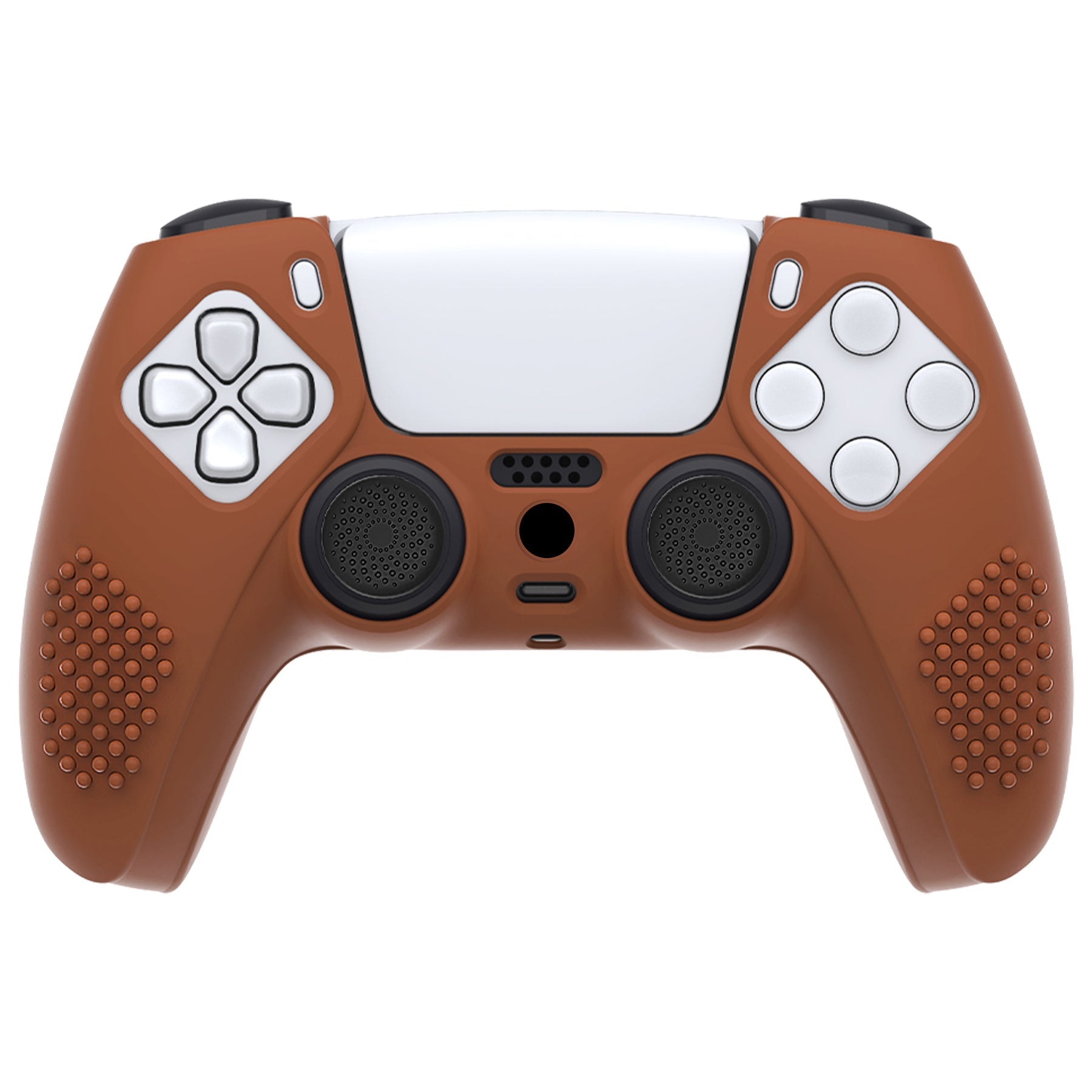 PlayVital 3D Studded Edition Anti-Slip Silicone Cover Skin with Thumb Grip Caps for PS5 Wireless Controller - Signal Brown PlayVital