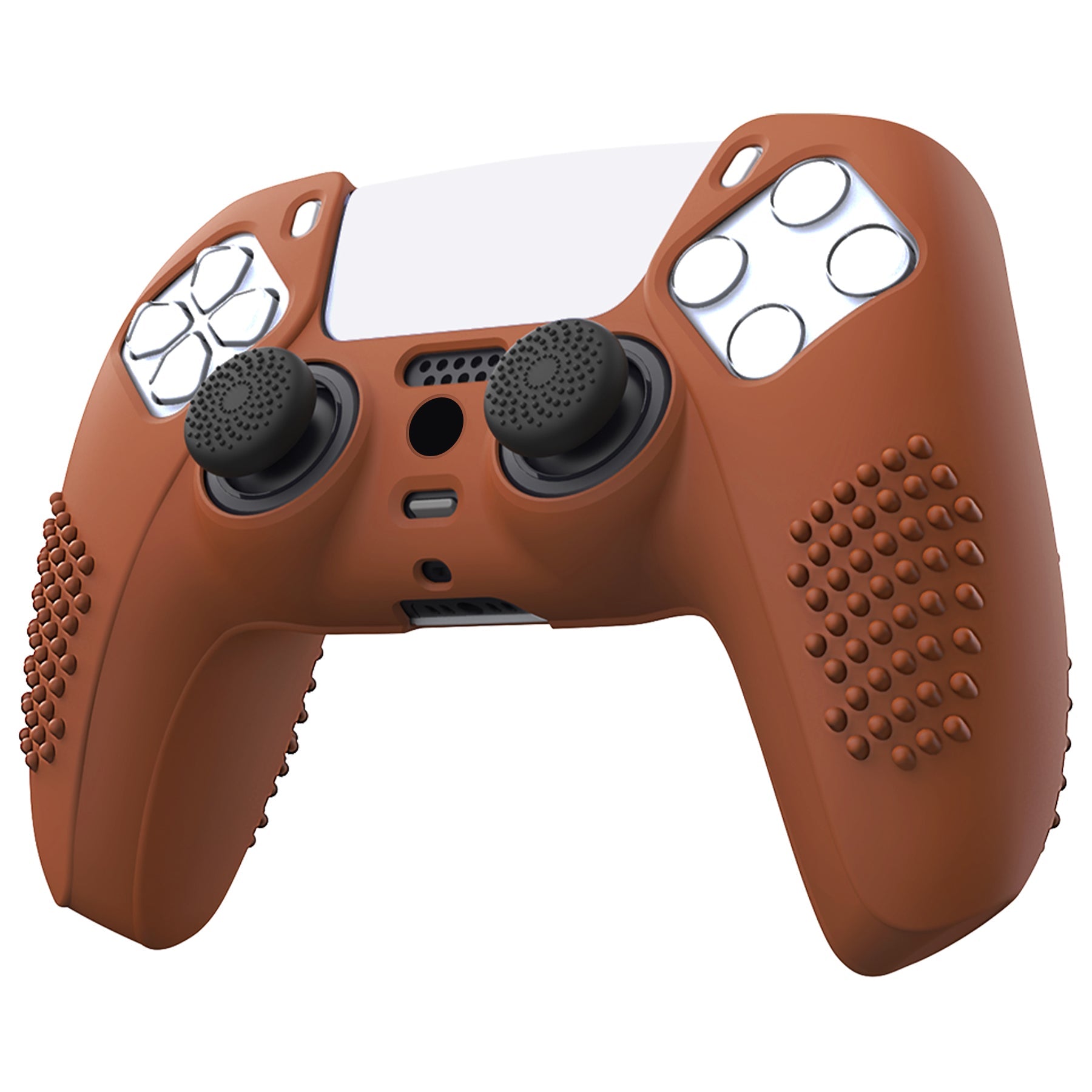 PlayVital 3D Studded Edition Anti-Slip Silicone Cover Skin with Thumb Grip Caps for PS5 Wireless Controller - Signal Brown PlayVital